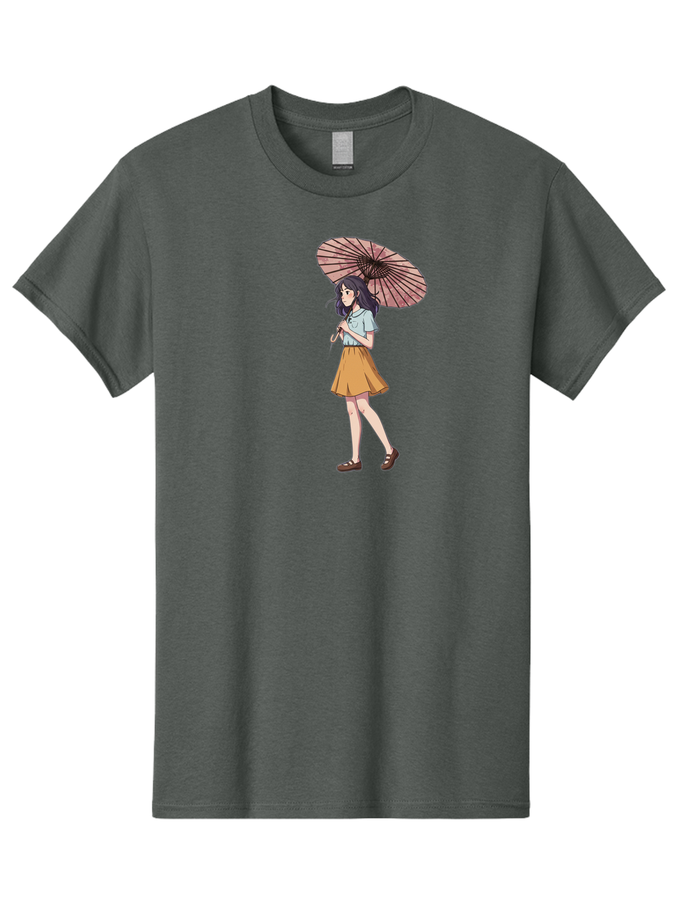 Girl-With-Parasol-4 Men'S Graphic Tee, 100% Cotton, Comfortable Casual Summer Wear, Machine Washable, Vintage Camera, Old Camera, Antique Camera, Black Camera, Classic Photography, Photography Equipment, Nostalgic Device, Film Camera, Bai033