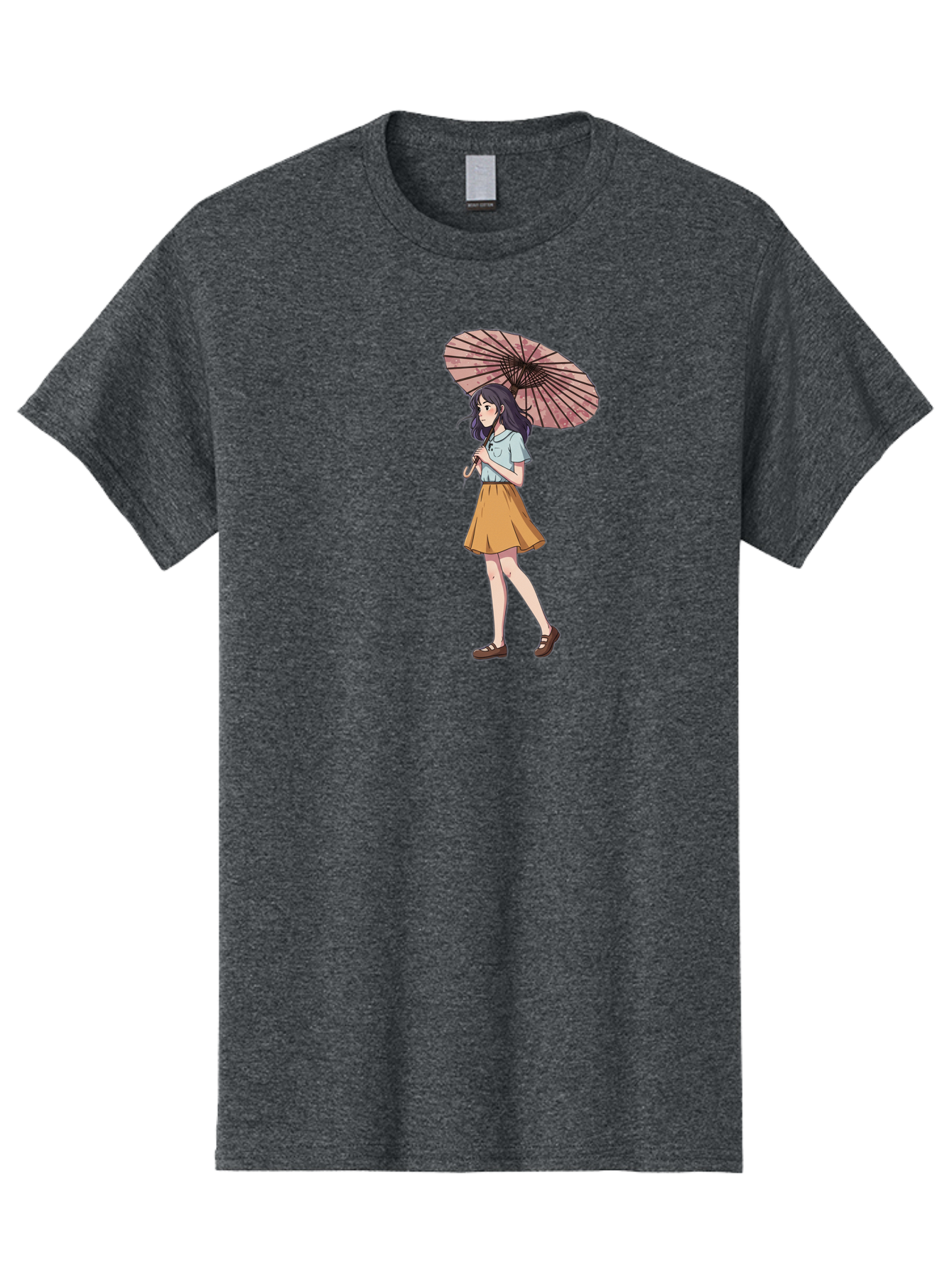 Girl-With-Parasol-4 Men'S Graphic Tee, 100% Cotton, Comfortable Casual Summer Wear, Machine Washable, Vintage Camera, Old Camera, Antique Camera, Black Camera, Classic Photography, Photography Equipment, Nostalgic Device, Film Camera, Bai033