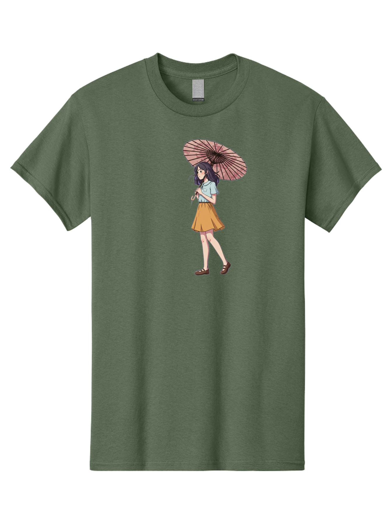 Girl-With-Parasol-4 Men'S Graphic Tee, 100% Cotton, Comfortable Casual Summer Wear, Machine Washable, Vintage Camera, Old Camera, Antique Camera, Black Camera, Classic Photography, Photography Equipment, Nostalgic Device, Film Camera, Bai033