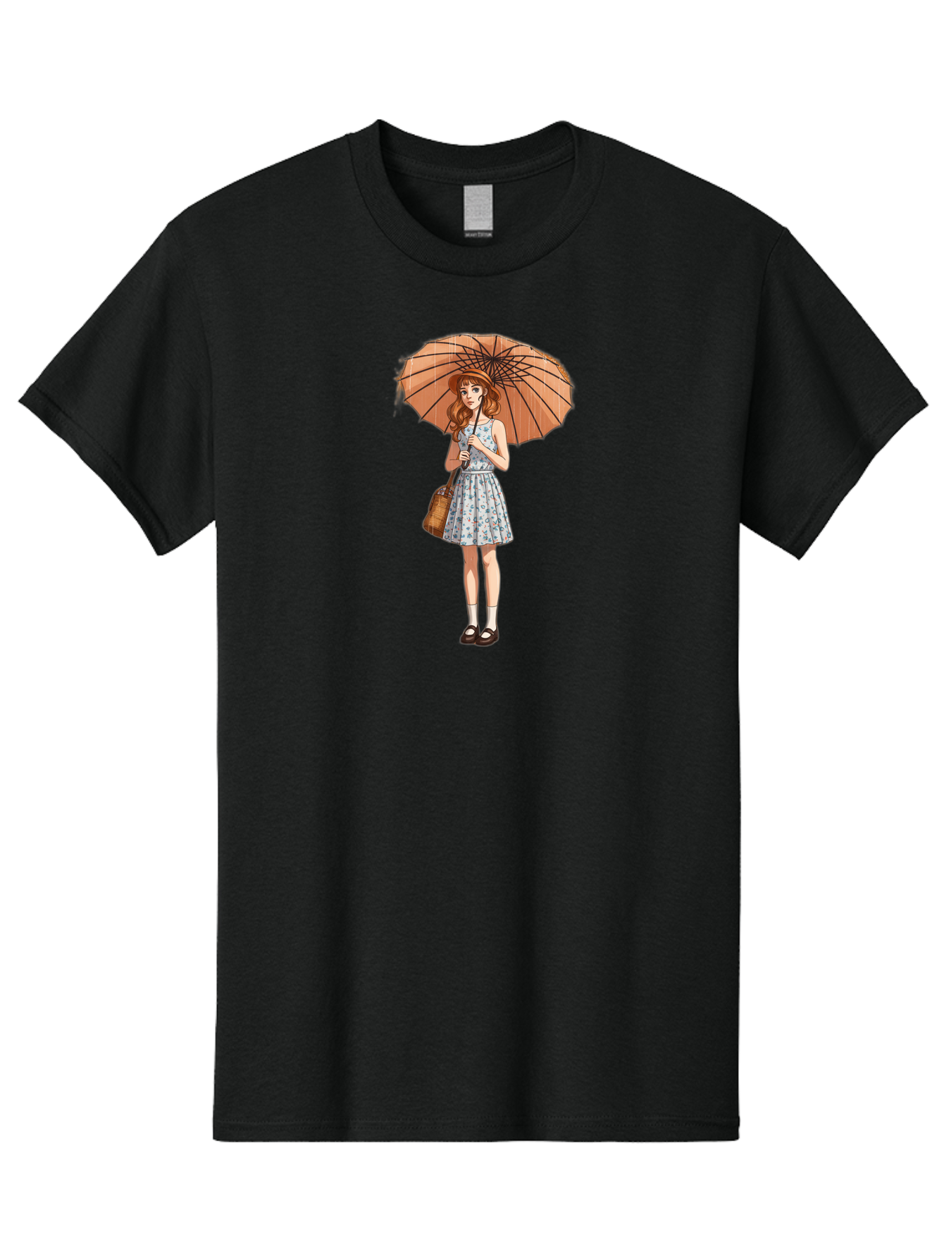 Girl-With-Umbrella-2 Men'S Graphic Tee, 100% Cotton, Comfortable Casual Summer Wear, Machine Washable, Vintage Camera, Old Camera, Antique Camera, Black Camera, Classic Photography, Photography Equipment, Nostalgic Device, Film Camera, Bai038