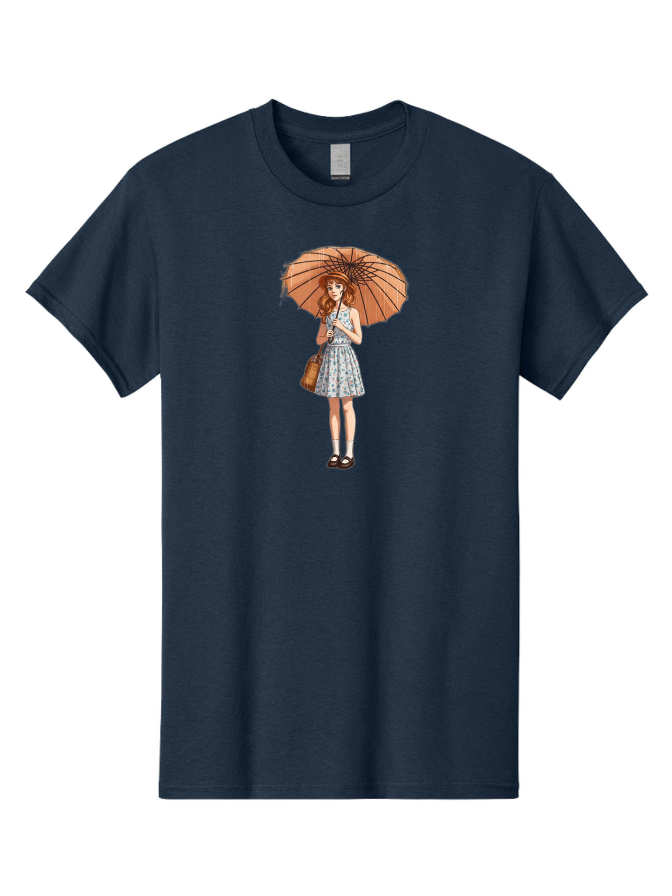 Girl-With-Umbrella-2 Men'S Graphic Tee, 100% Cotton, Comfortable Casual Summer Wear, Machine Washable, Vintage Camera, Old Camera, Antique Camera, Black Camera, Classic Photography, Photography Equipment, Nostalgic Device, Film Camera, Bai038