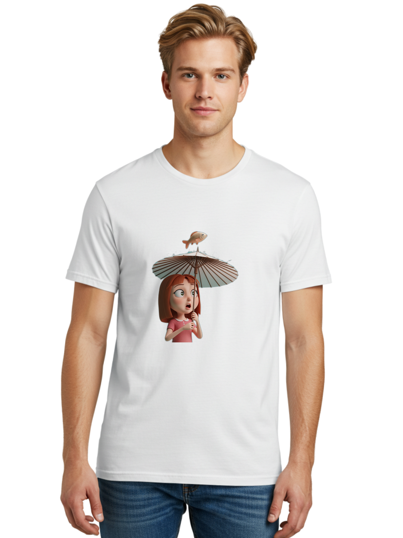 Girl-With-Umbrella-And-Fish Men'S Graphic Tee, 100% Cotton, Comfortable Casual Summer Wear, Machine Washable, Vintage Camera, Old Camera, Antique Camera, Black Camera, Classic Photography, Photography Equipment, Nostalgic Device, Film Camera, Bai039