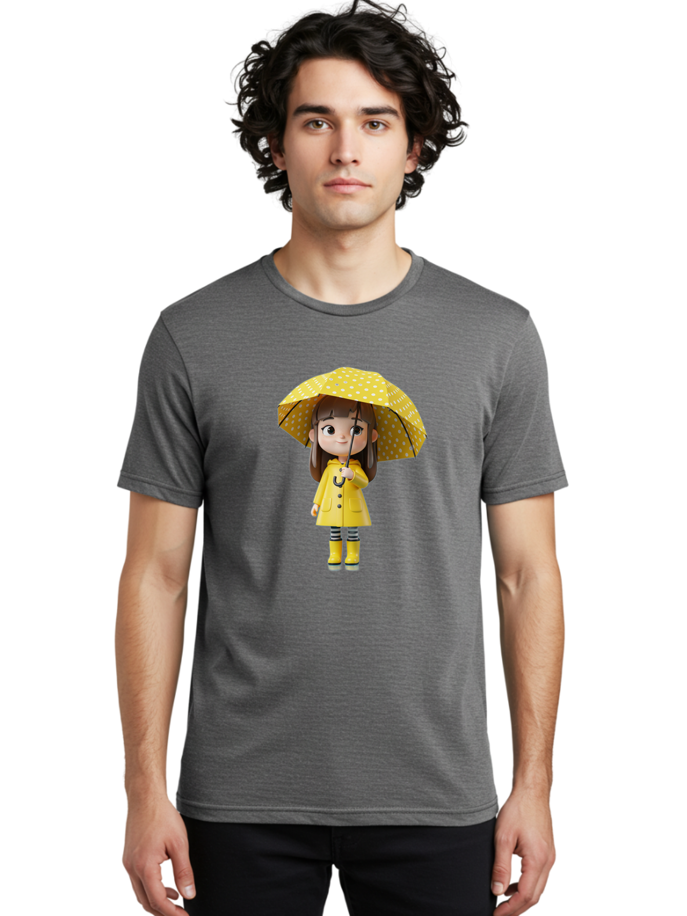 Girl-With-Yellow-Raincoat-And-Umbrella Men'S Graphic Tee, 100% Cotton, Comfortable Casual Summer Wear, Machine Washable, Vintage Camera, Old Camera, Antique Camera, Black Camera, Classic Photography, Photography Equipment, Nostalgic Device, Bai041