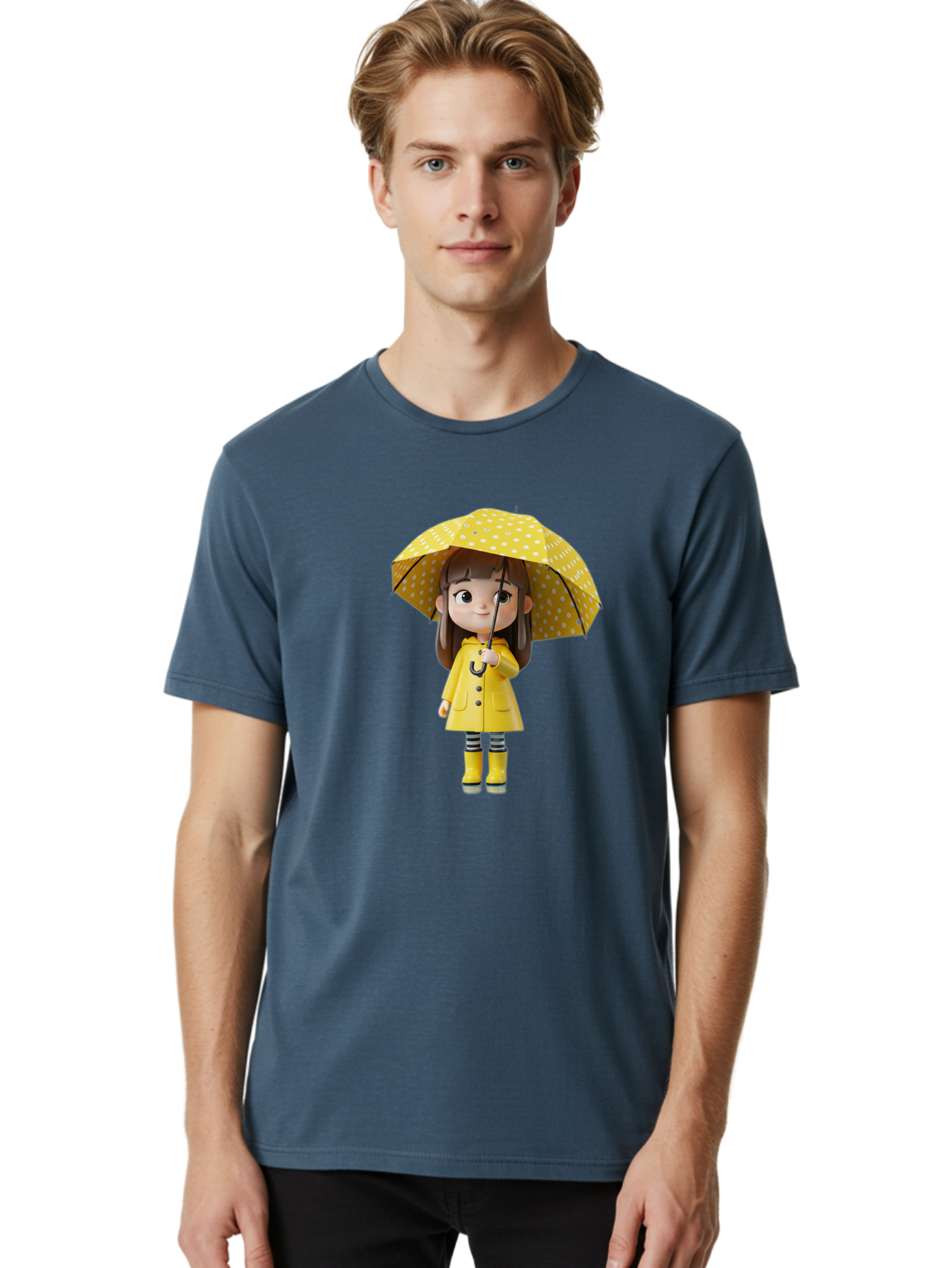 Girl-With-Yellow-Raincoat-And-Umbrella Men'S Graphic Tee, 100% Cotton, Comfortable Casual Summer Wear, Machine Washable, Vintage Camera, Old Camera, Antique Camera, Black Camera, Classic Photography, Photography Equipment, Nostalgic Device, Bai041