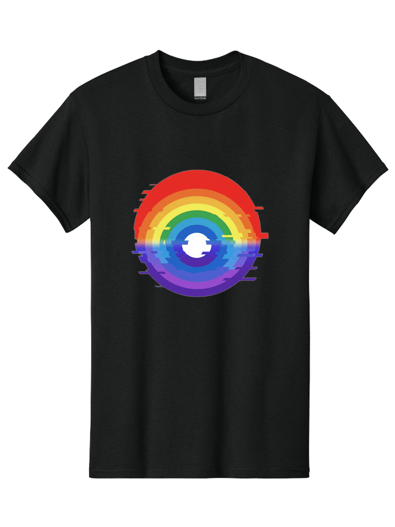 Glitch-Rainbow-Circle Men'S Graphic Tee, 100% Cotton, Comfortable Casual Summer Wear, Machine Washable, Vintage Camera, Old Camera, Antique Camera, Black Camera, Classic Photography, Photography Equipment, Nostalgic Device, Film Camera, Bai043