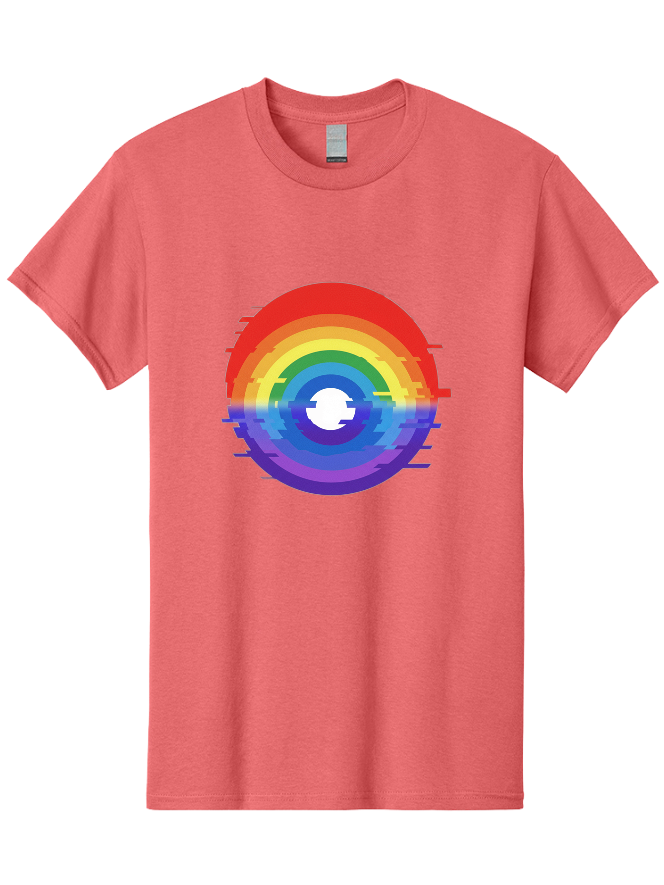 Glitch-Rainbow-Circle Men'S Graphic Tee, 100% Cotton, Comfortable Casual Summer Wear, Machine Washable, Vintage Camera, Old Camera, Antique Camera, Black Camera, Classic Photography, Photography Equipment, Nostalgic Device, Film Camera, Bai043