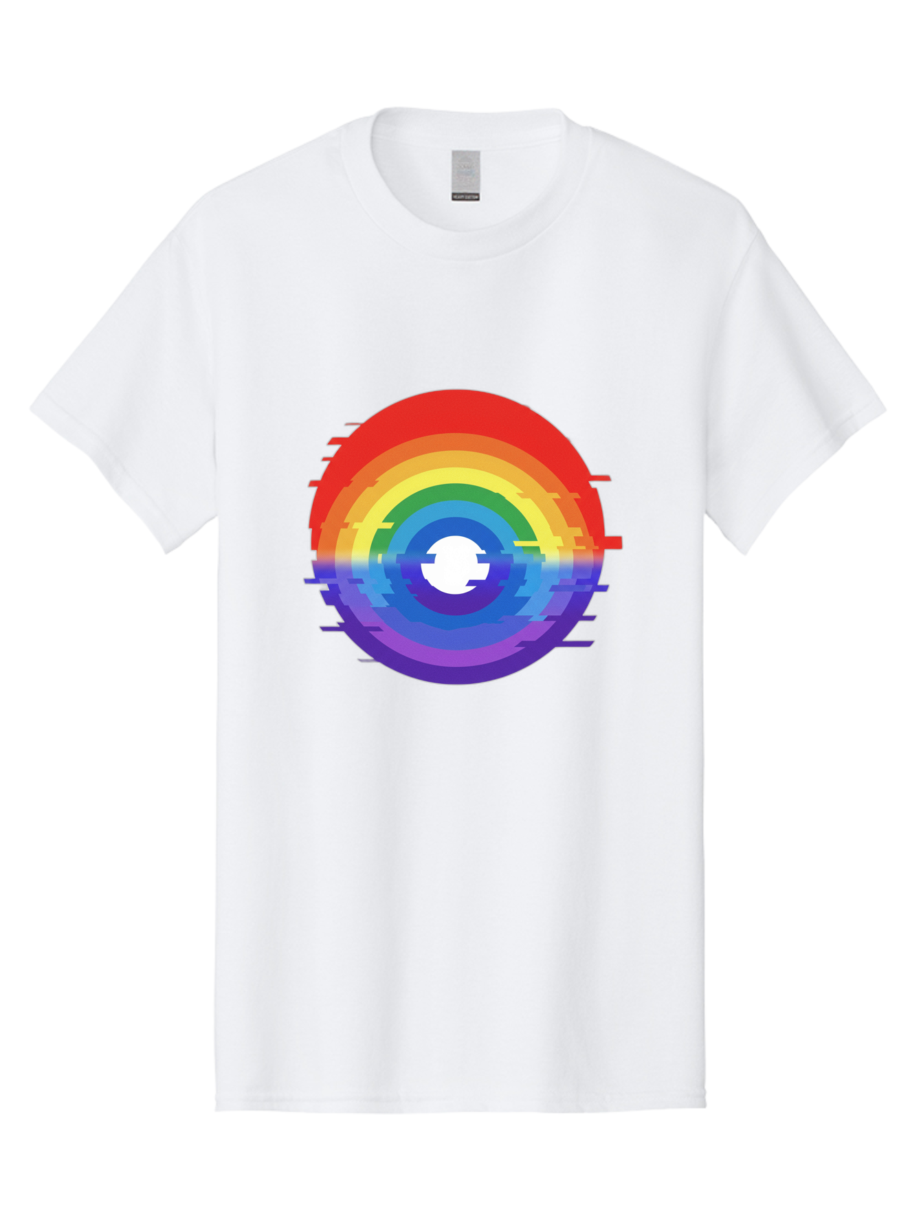 Glitch-Rainbow-Circle Men'S Graphic Tee, 100% Cotton, Comfortable Casual Summer Wear, Machine Washable, Vintage Camera, Old Camera, Antique Camera, Black Camera, Classic Photography, Photography Equipment, Nostalgic Device, Film Camera, Bai043