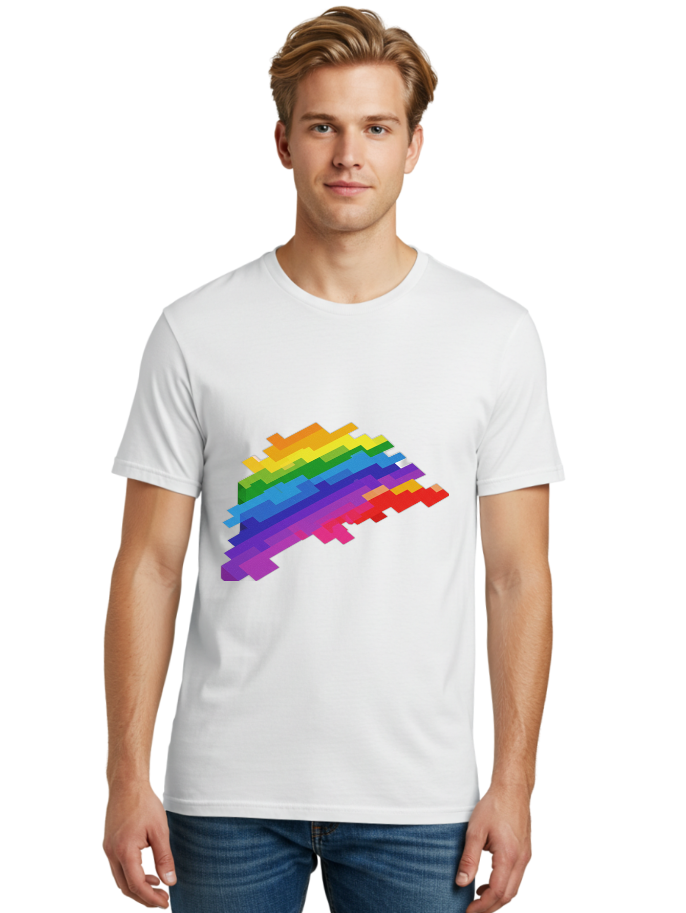 Glitchy-Rainbow Men'S Graphic Tee, 100% Cotton, Comfortable Casual Summer Wear, Machine Washable, Vintage Camera, Old Camera, Antique Camera, Black Camera, Classic Photography, Photography Equipment, Nostalgic Device, Film Camera, Camera Art Bai044