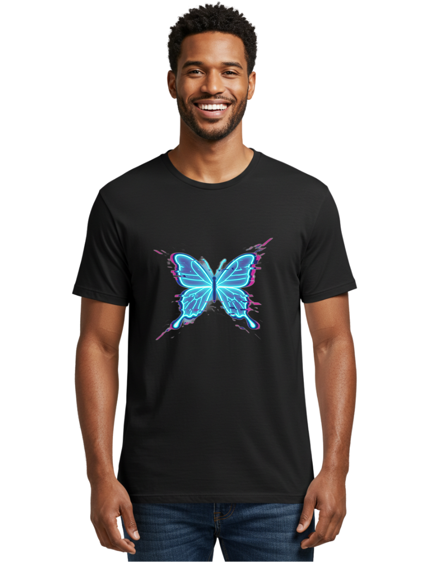 Glowing-Butterfly-1 Men'S Graphic Tee, 100% Cotton, Comfortable Casual Summer Wear, Machine Washable, Vintage Camera, Old Camera, Antique Camera, Black Camera, Classic Photography, Photography Equipment, Nostalgic Device, Film Camera, Bai046