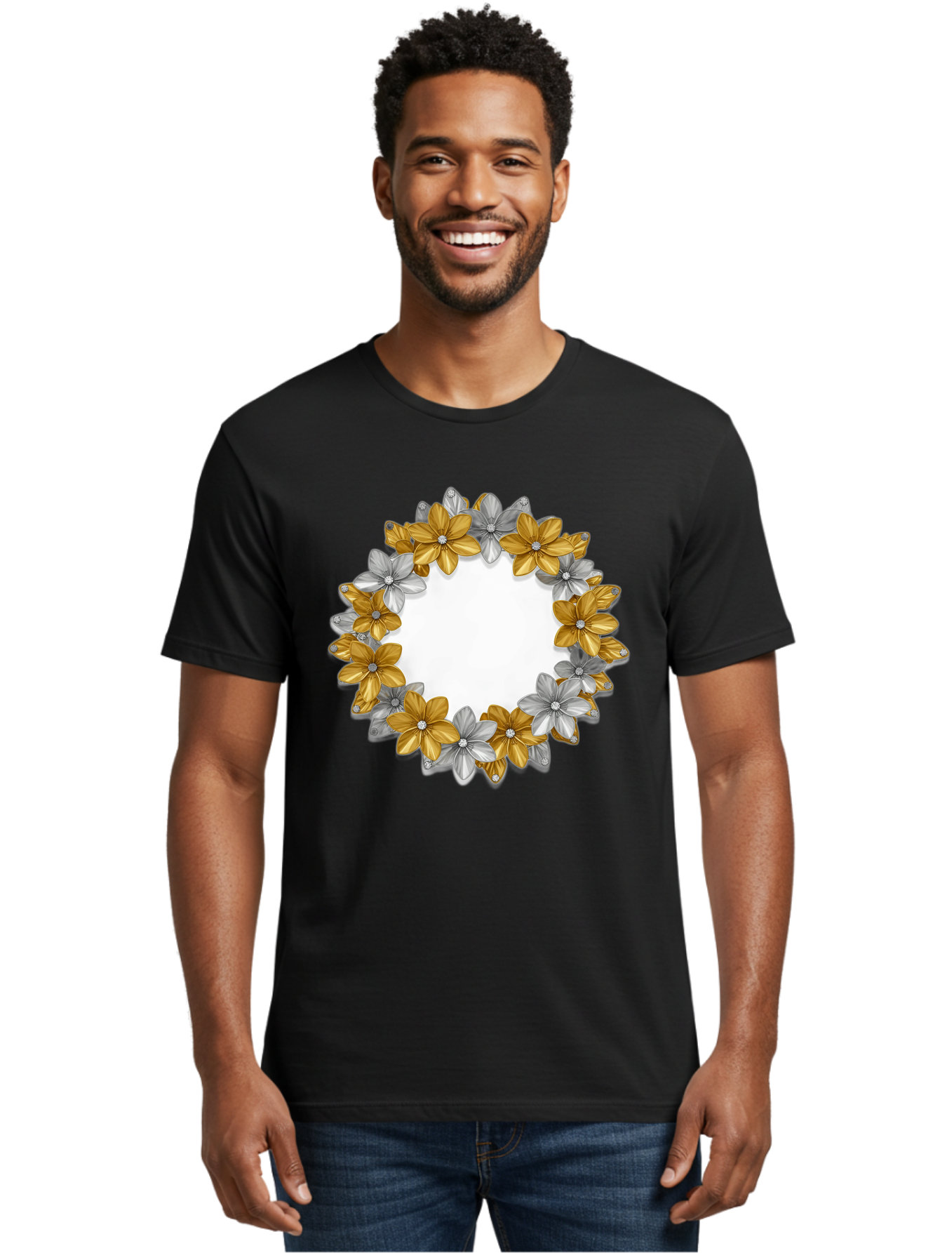 Gold-Silver-Flowers Men'S Graphic Tee, 100% Cotton, Comfortable Casual Summer Wear, Machine Washable, Vintage Camera, Old Camera, Antique Camera, Black Camera, Classic Photography, Photography Equipment, Nostalgic Device, Film Camera, Bai057