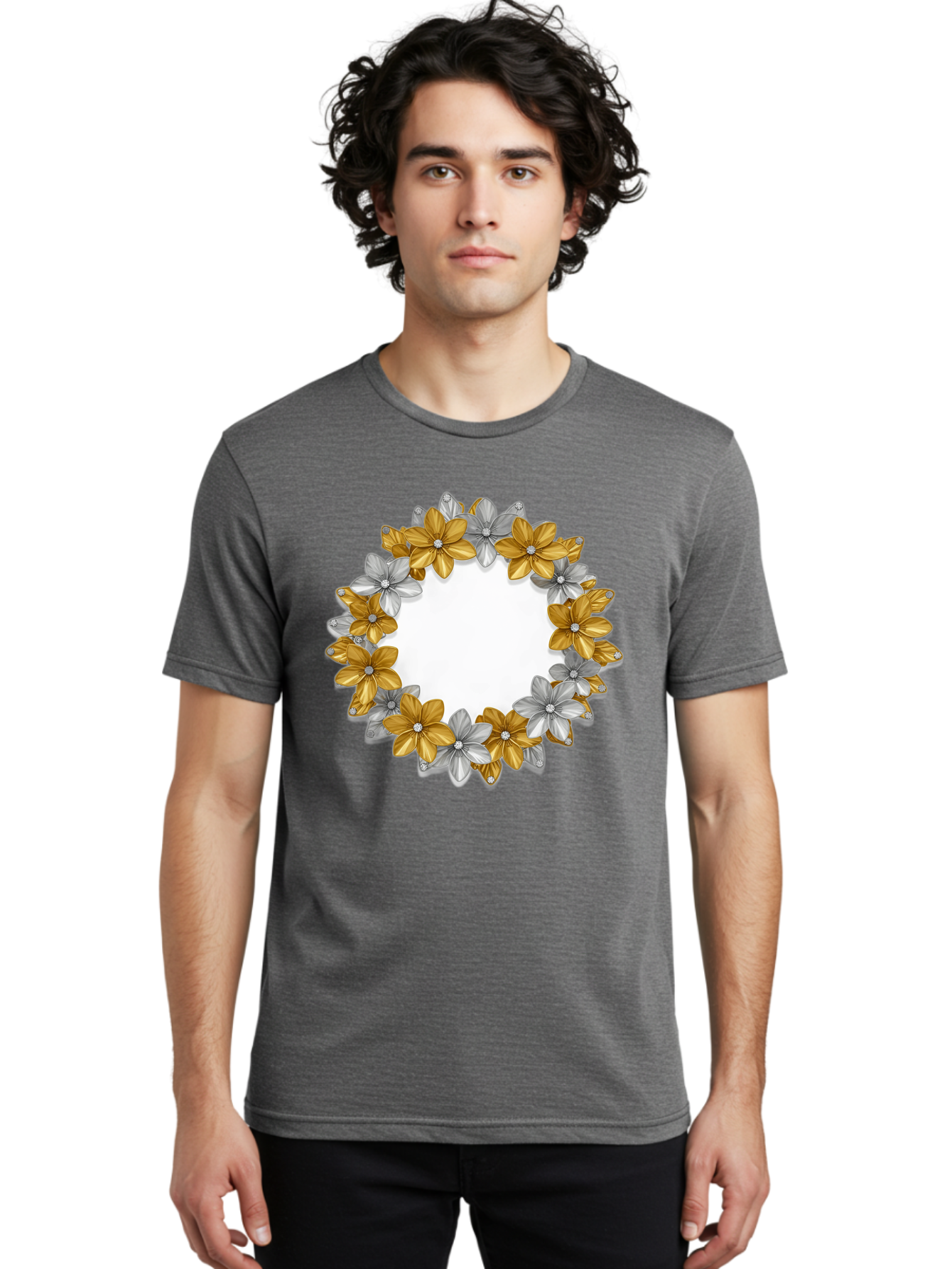 Gold-Silver-Flowers Men'S Graphic Tee, 100% Cotton, Comfortable Casual Summer Wear, Machine Washable, Vintage Camera, Old Camera, Antique Camera, Black Camera, Classic Photography, Photography Equipment, Nostalgic Device, Film Camera, Bai057