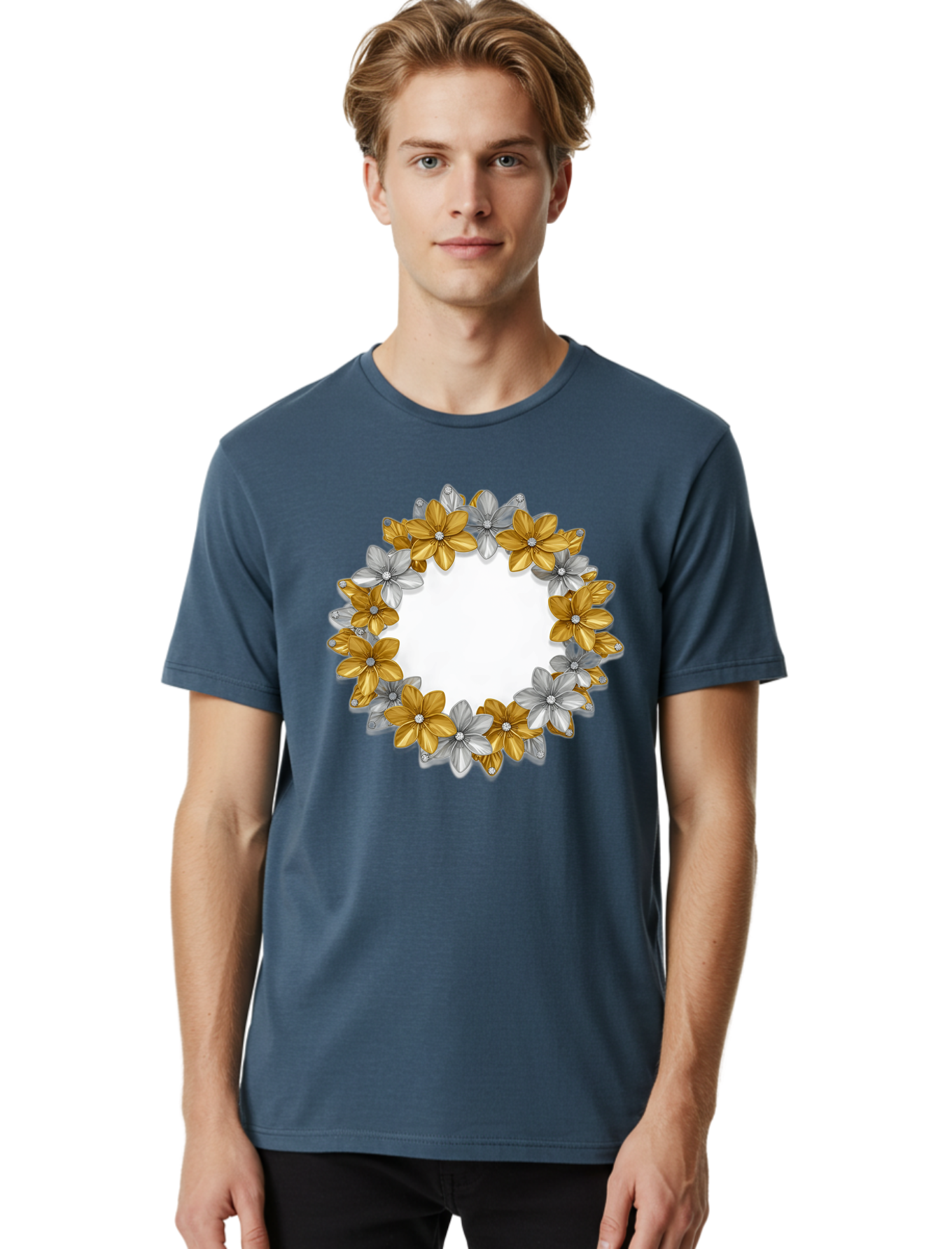 Gold-Silver-Flowers Men'S Graphic Tee, 100% Cotton, Comfortable Casual Summer Wear, Machine Washable, Vintage Camera, Old Camera, Antique Camera, Black Camera, Classic Photography, Photography Equipment, Nostalgic Device, Film Camera, Bai057