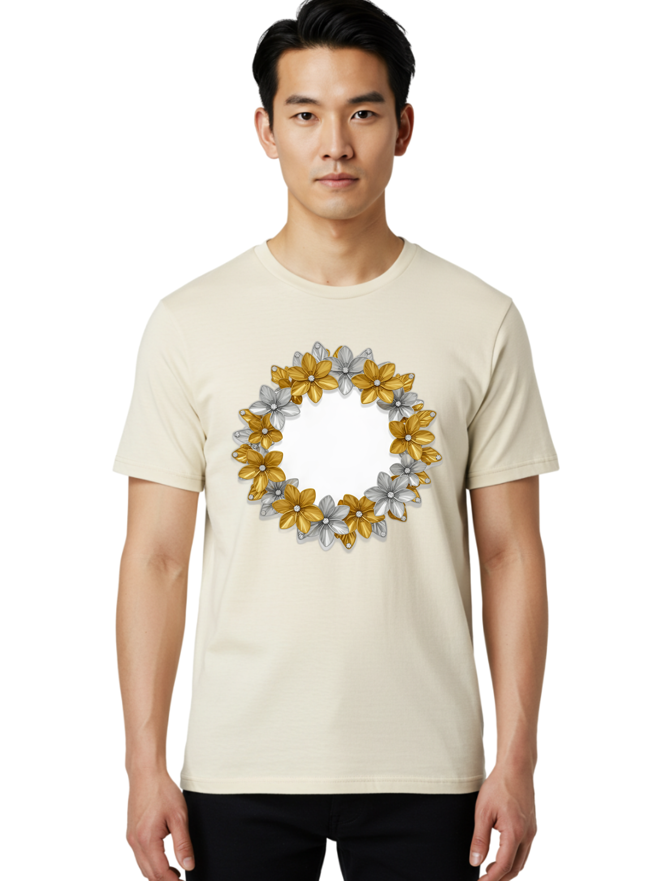 Gold-Silver-Flowers Men'S Graphic Tee, 100% Cotton, Comfortable Casual Summer Wear, Machine Washable, Vintage Camera, Old Camera, Antique Camera, Black Camera, Classic Photography, Photography Equipment, Nostalgic Device, Film Camera, Bai057