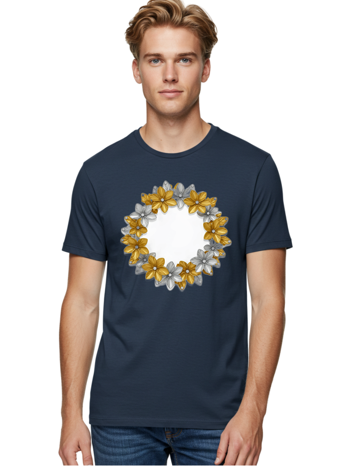 Gold-Silver-Flowers Men'S Graphic Tee, 100% Cotton, Comfortable Casual Summer Wear, Machine Washable, Vintage Camera, Old Camera, Antique Camera, Black Camera, Classic Photography, Photography Equipment, Nostalgic Device, Film Camera, Bai057