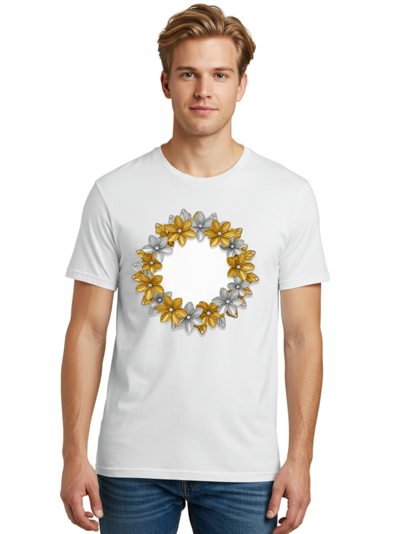 Gold-Silver-Flowers Men'S Graphic Tee, 100% Cotton, Comfortable Casual Summer Wear, Machine Washable, Vintage Camera, Old Camera, Antique Camera, Black Camera, Classic Photography, Photography Equipment, Nostalgic Device, Film Camera, Bai057