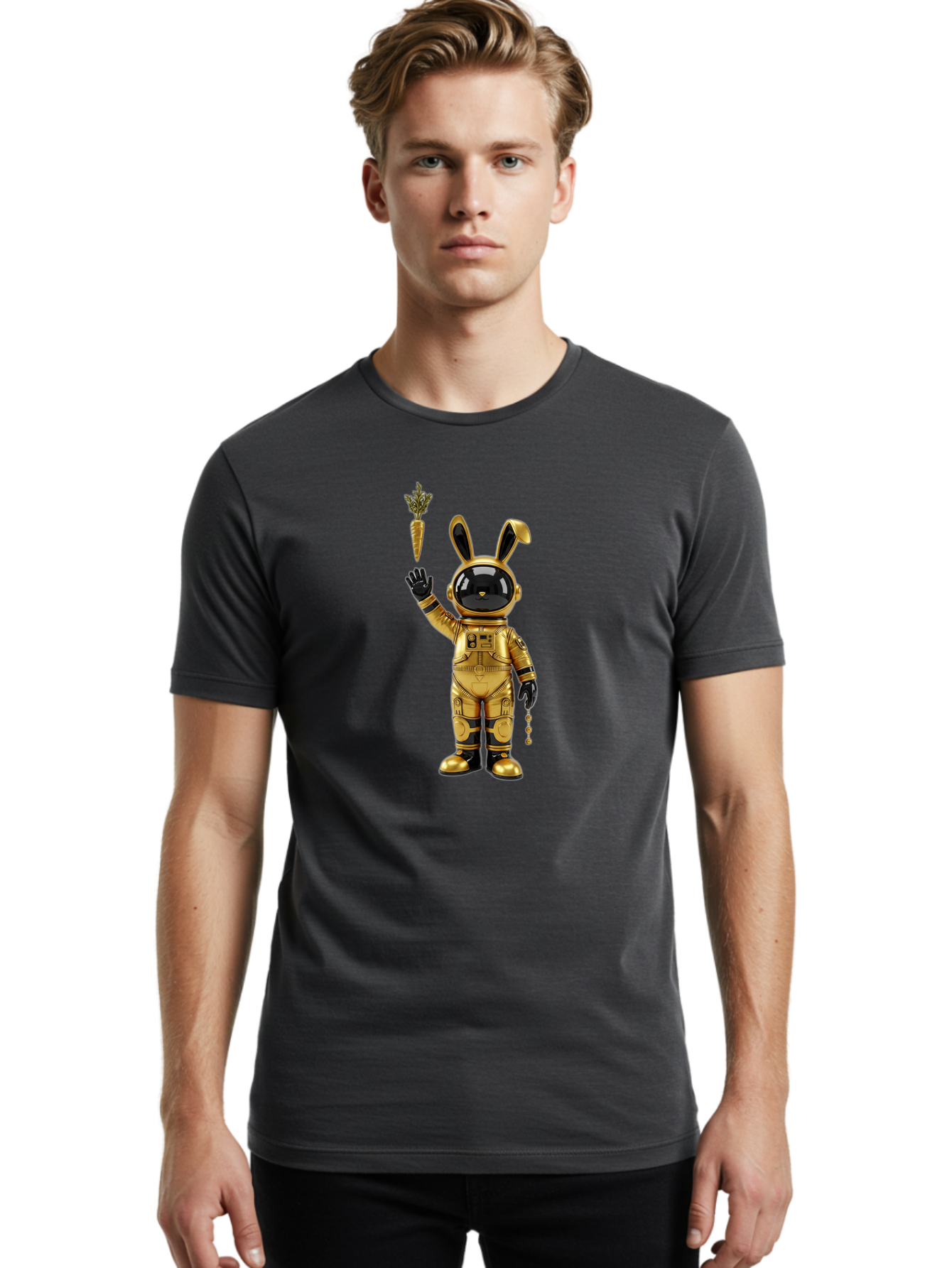 Gold-Space-Bunny Men'S Graphic Tee, 100% Cotton, Comfortable Casual Summer Wear, Machine Washable, Vintage Camera, Old Camera, Antique Camera, Black Camera, Classic Photography, Photography Equipment, Nostalgic Device, Film Camera, Camera Art Bai058