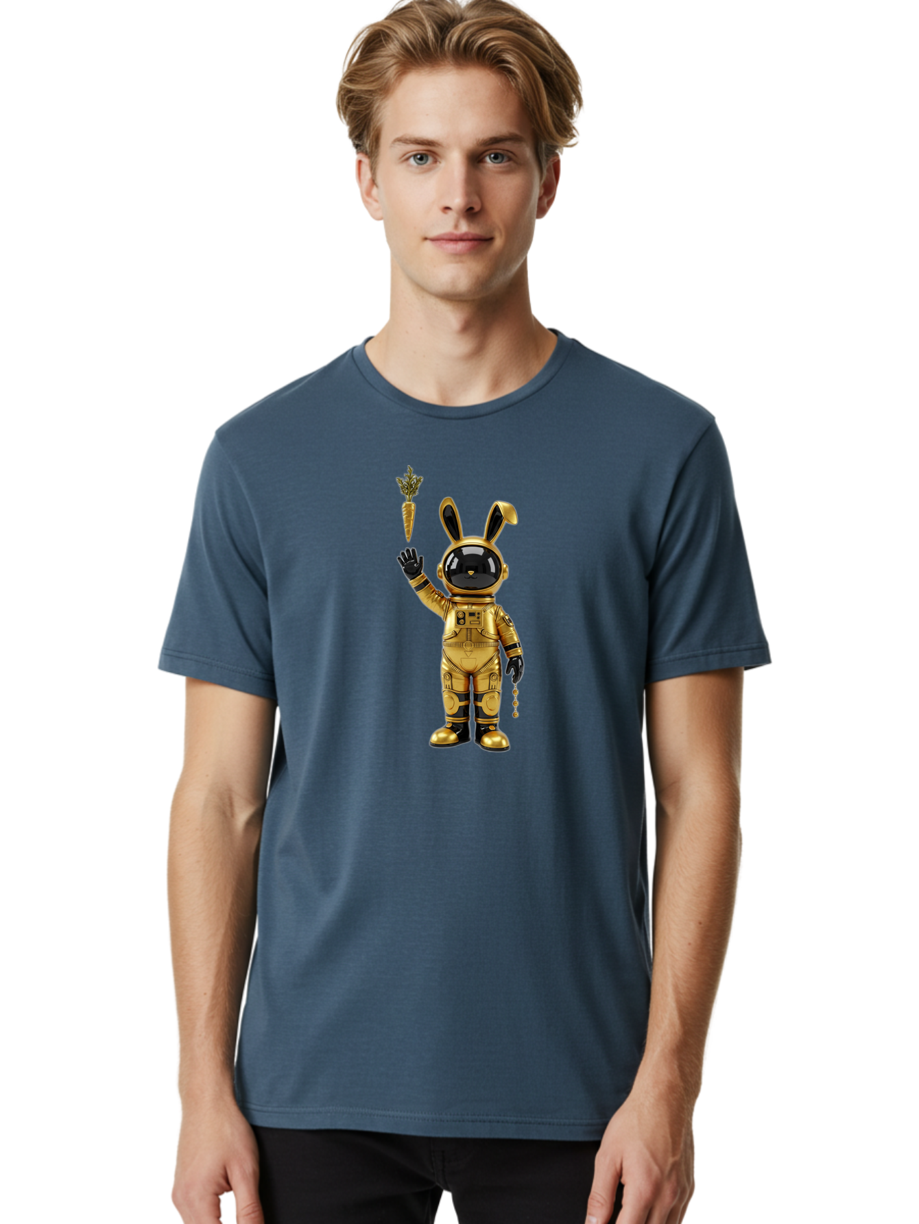 Gold-Space-Bunny Men'S Graphic Tee, 100% Cotton, Comfortable Casual Summer Wear, Machine Washable, Vintage Camera, Old Camera, Antique Camera, Black Camera, Classic Photography, Photography Equipment, Nostalgic Device, Film Camera, Camera Art Bai058