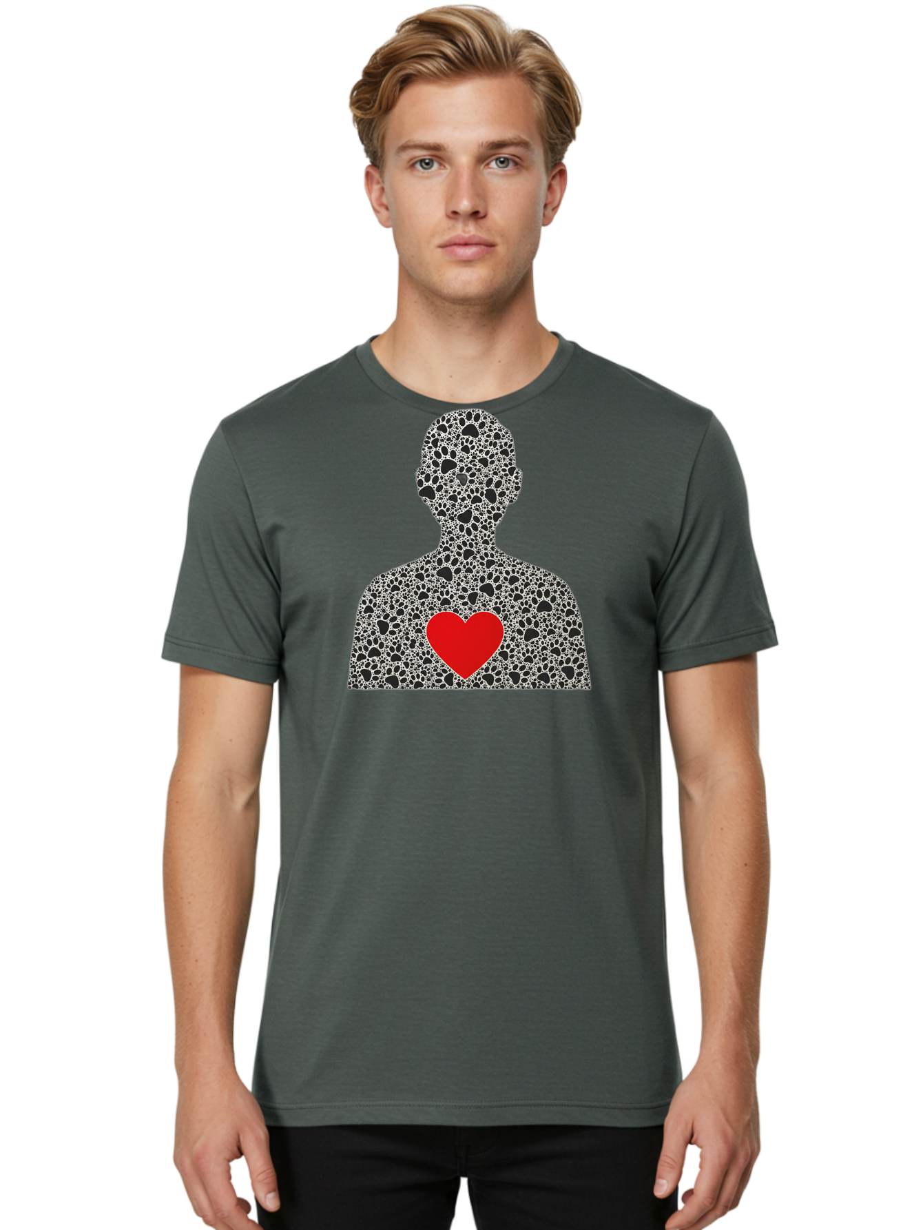 Heart-Man-Silhouette Men'S Graphic Tee, 100% Cotton, Comfortable Casual Summer Wear, Machine Washable, Vintage Camera, Old Camera, Antique Camera, Black Camera, Classic Photography, Photography Equipment, Nostalgic Device, Film Camera, Bai068
