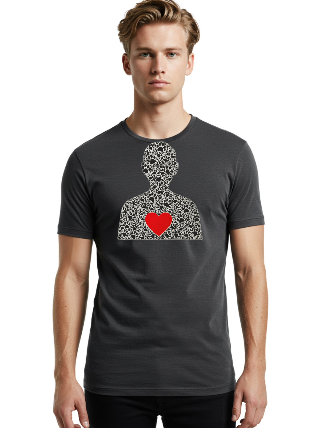 Heart-Man-Silhouette Men'S Graphic Tee, 100% Cotton, Comfortable Casual Summer Wear, Machine Washable, Vintage Camera, Old Camera, Antique Camera, Black Camera, Classic Photography, Photography Equipment, Nostalgic Device, Film Camera, Bai068
