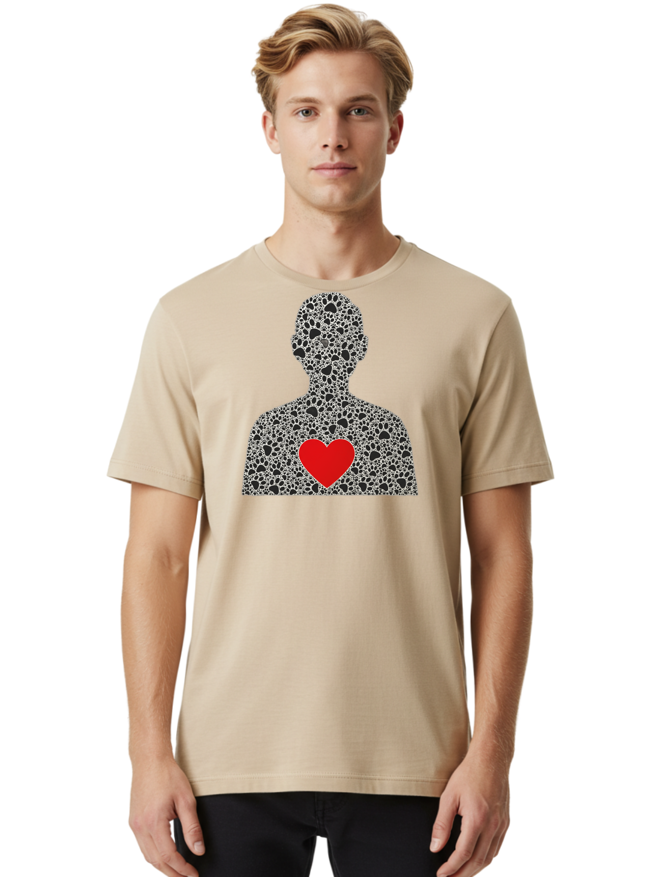 Heart-Man-Silhouette Men'S Graphic Tee, 100% Cotton, Comfortable Casual Summer Wear, Machine Washable, Vintage Camera, Old Camera, Antique Camera, Black Camera, Classic Photography, Photography Equipment, Nostalgic Device, Film Camera, Bai068