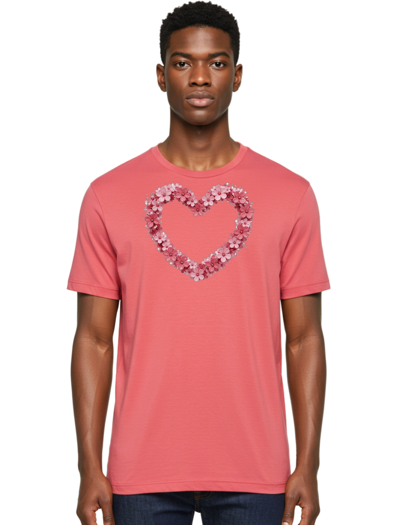 Heart-Shape-With-Pink-Flowers Men'S Graphic Tee, 100% Cotton, Comfortable Casual Summer Wear, Machine Washable, Vintage Camera, Old Camera, Antique Camera, Black Camera, Classic Photography, Photography Equipment, Nostalgic Device, Bai069