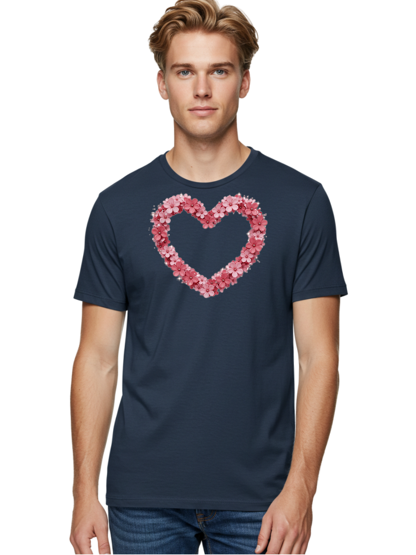 Heart-Shape-With-Pink-Flowers Men'S Graphic Tee, 100% Cotton, Comfortable Casual Summer Wear, Machine Washable, Vintage Camera, Old Camera, Antique Camera, Black Camera, Classic Photography, Photography Equipment, Nostalgic Device, Bai069