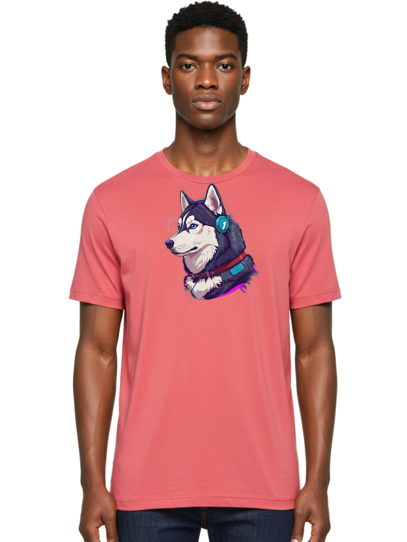 Husky-With-Headphones Men'S Graphic Tee, 100% Cotton, Comfortable Casual Summer Wear, Machine Washable, Vintage Camera, Old Camera, Antique Camera, Black Camera, Classic Photography, Photography Equipment, Nostalgic Device, Film Camera, Bai074