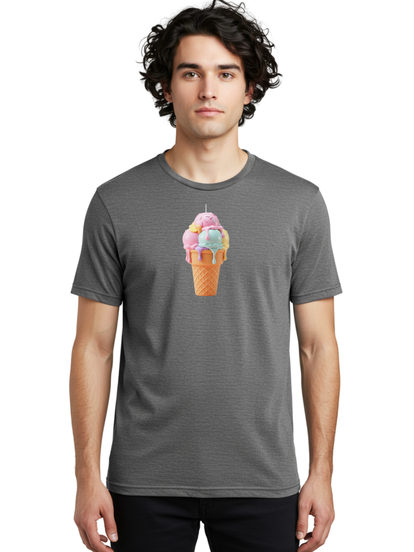 Ice-Cream-Cone Men'S Graphic Tee, 100% Cotton, Comfortable Casual Summer Wear, Machine Washable, Vintage Camera, Old Camera, Antique Camera, Black Camera, Classic Photography, Photography Equipment, Nostalgic Device, Film Camera, Camera Art Bai075