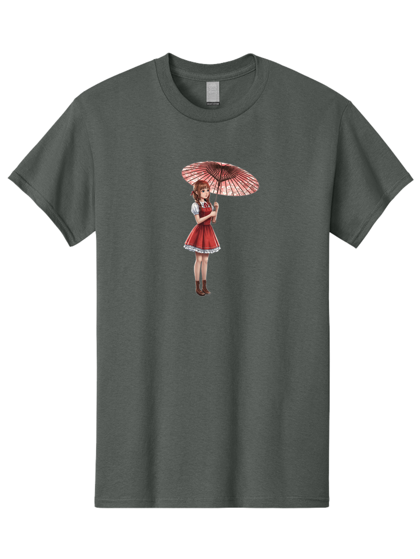 Illustration-Of-Girl-With-Parasol Men'S Graphic Tee, 100% Cotton, Comfortable Casual Summer Wear, Machine Washable, Vintage Camera, Old Camera, Antique Camera, Black Camera, Classic Photography, Photography Equipment, Nostalgic Device, Bai077