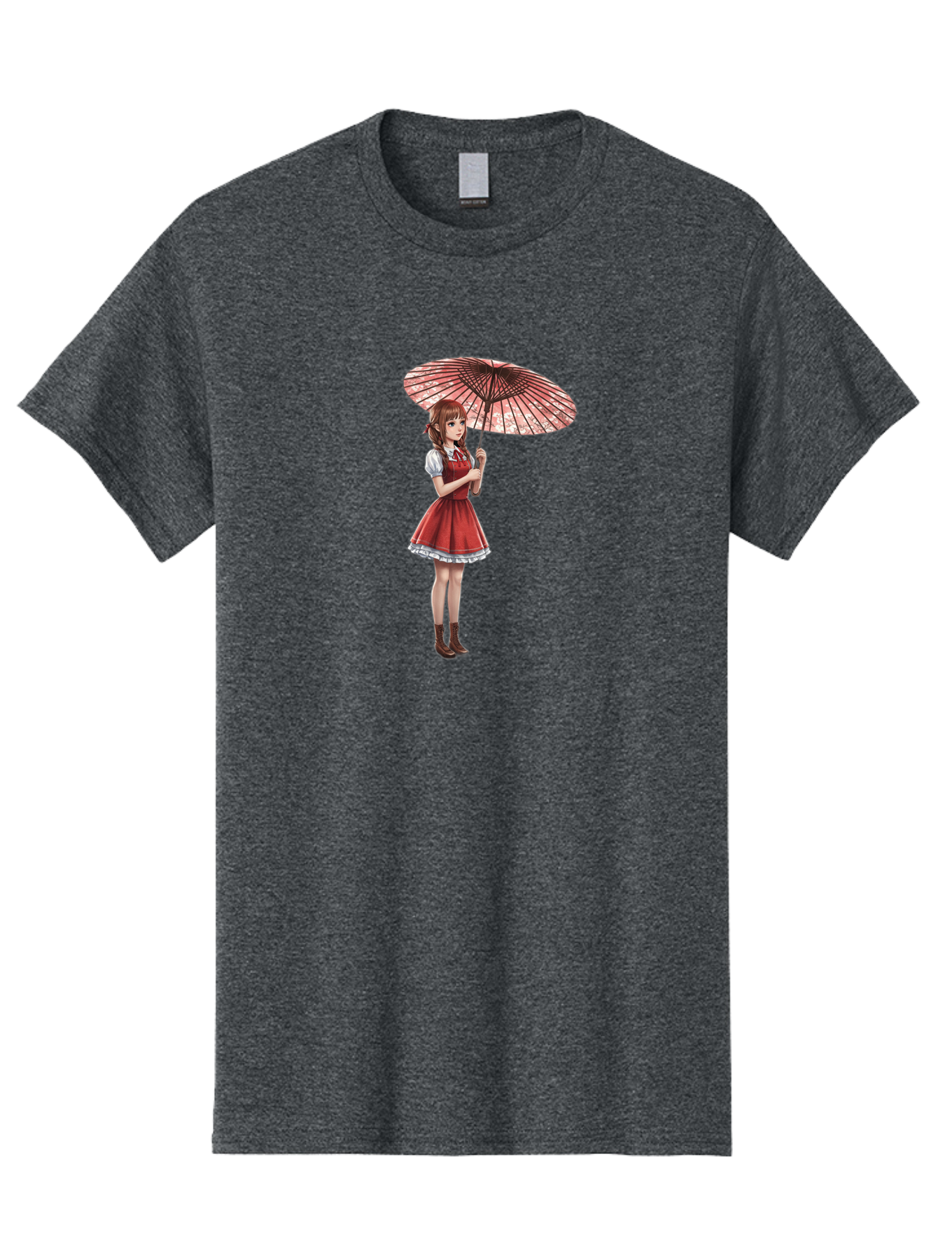 Illustration-Of-Girl-With-Parasol Men'S Graphic Tee, 100% Cotton, Comfortable Casual Summer Wear, Machine Washable, Vintage Camera, Old Camera, Antique Camera, Black Camera, Classic Photography, Photography Equipment, Nostalgic Device, Bai077