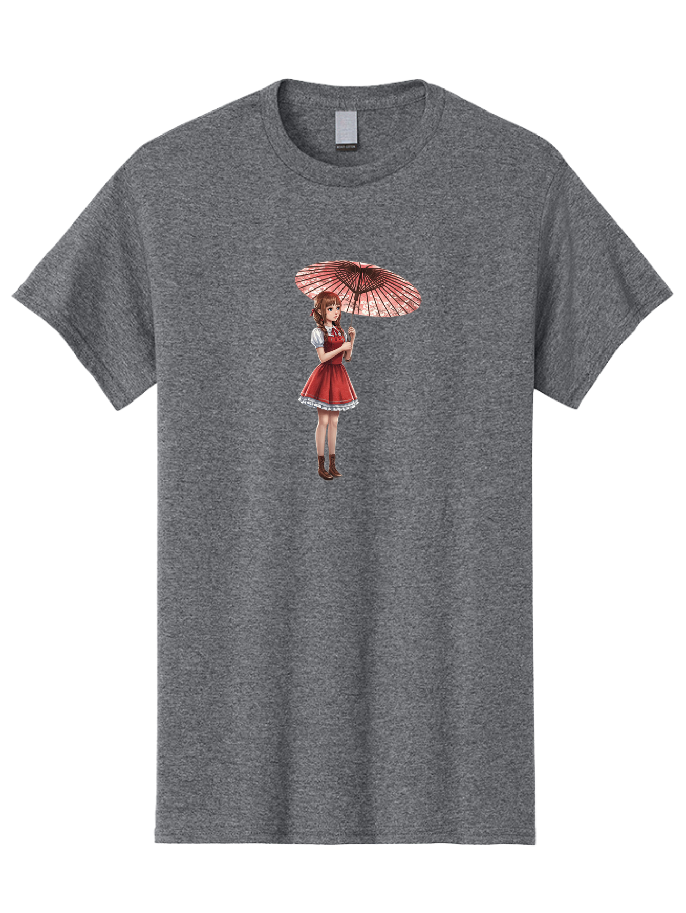 Illustration-Of-Girl-With-Parasol Men'S Graphic Tee, 100% Cotton, Comfortable Casual Summer Wear, Machine Washable, Vintage Camera, Old Camera, Antique Camera, Black Camera, Classic Photography, Photography Equipment, Nostalgic Device, Bai077