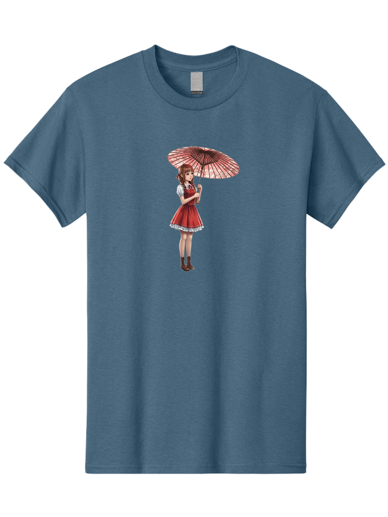 Illustration-Of-Girl-With-Parasol Men'S Graphic Tee, 100% Cotton, Comfortable Casual Summer Wear, Machine Washable, Vintage Camera, Old Camera, Antique Camera, Black Camera, Classic Photography, Photography Equipment, Nostalgic Device, Bai077