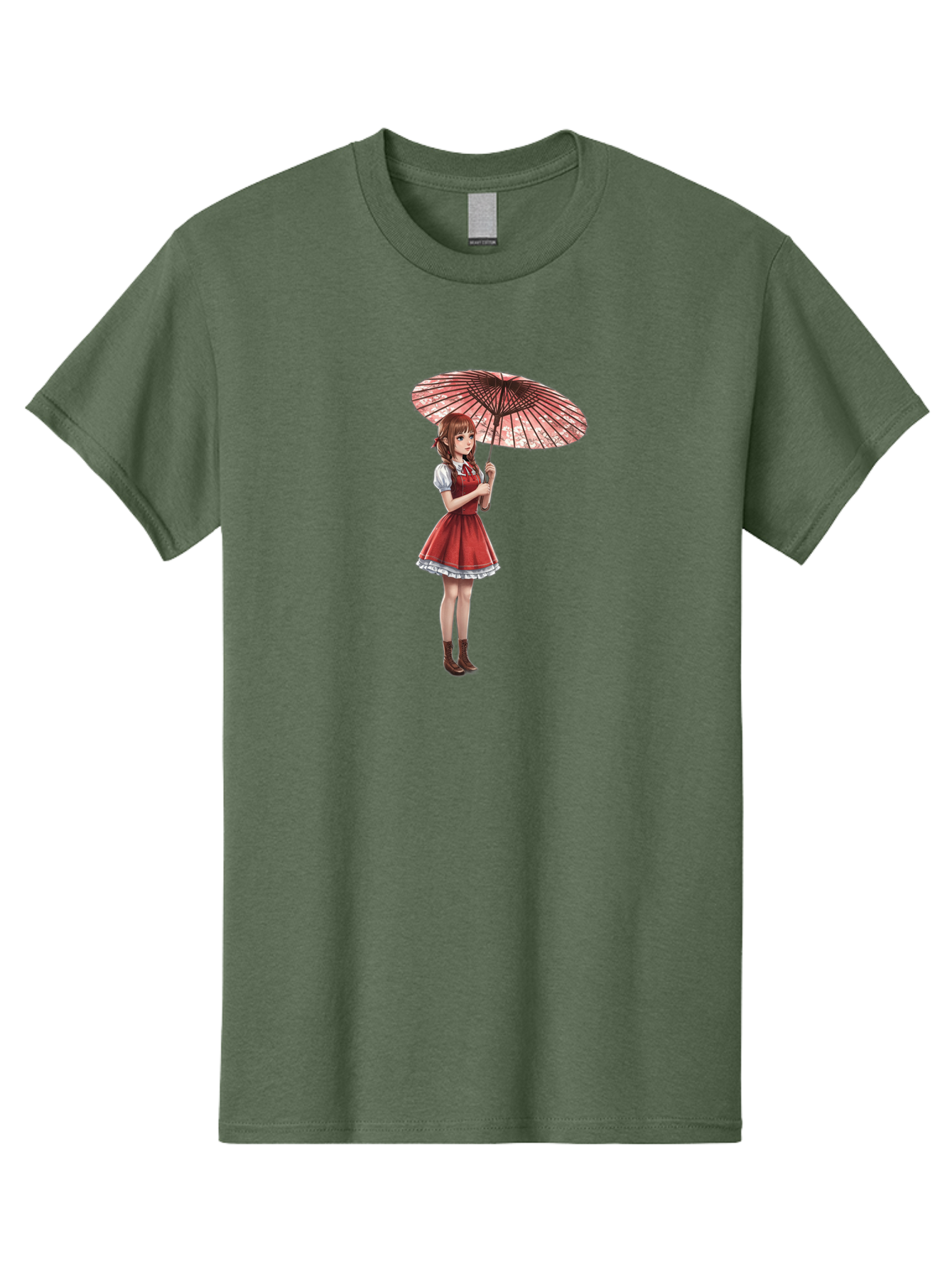 Illustration-Of-Girl-With-Parasol Men'S Graphic Tee, 100% Cotton, Comfortable Casual Summer Wear, Machine Washable, Vintage Camera, Old Camera, Antique Camera, Black Camera, Classic Photography, Photography Equipment, Nostalgic Device, Bai077