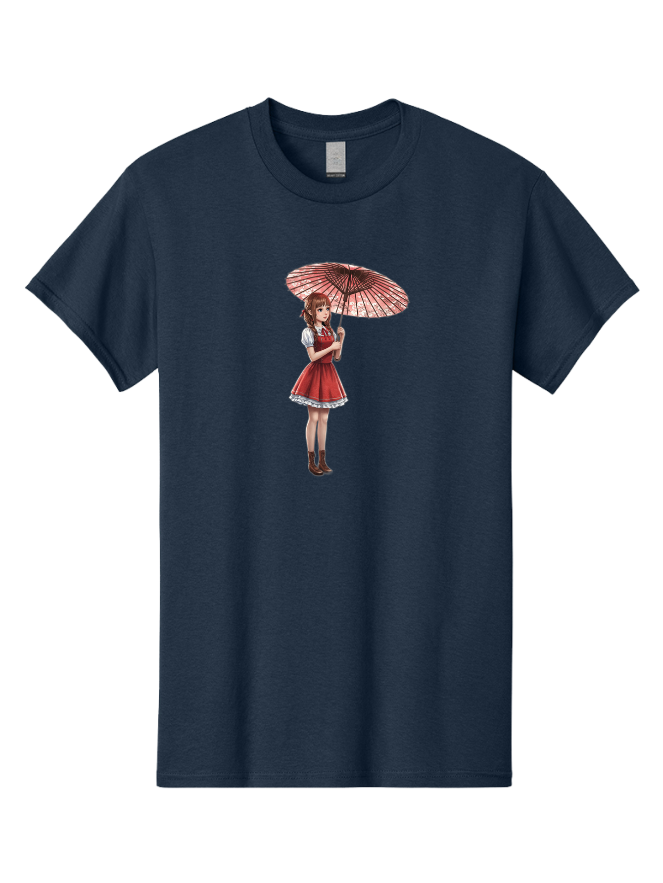Illustration-Of-Girl-With-Parasol Men'S Graphic Tee, 100% Cotton, Comfortable Casual Summer Wear, Machine Washable, Vintage Camera, Old Camera, Antique Camera, Black Camera, Classic Photography, Photography Equipment, Nostalgic Device, Bai077