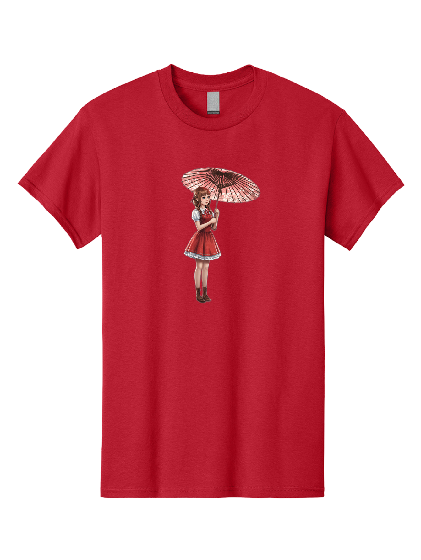 Illustration-Of-Girl-With-Parasol Men'S Graphic Tee, 100% Cotton, Comfortable Casual Summer Wear, Machine Washable, Vintage Camera, Old Camera, Antique Camera, Black Camera, Classic Photography, Photography Equipment, Nostalgic Device, Bai077