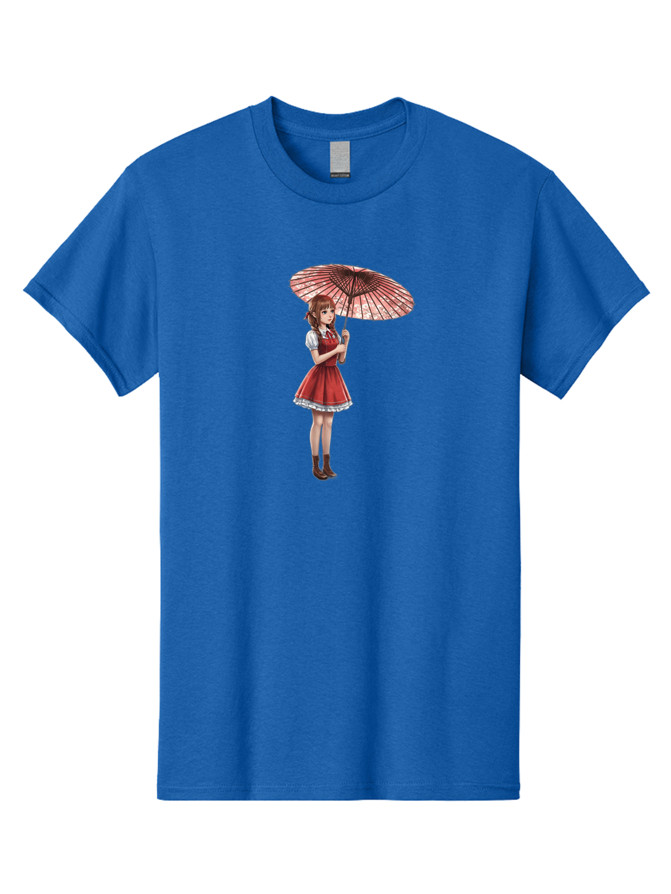 Illustration-Of-Girl-With-Parasol Men'S Graphic Tee, 100% Cotton, Comfortable Casual Summer Wear, Machine Washable, Vintage Camera, Old Camera, Antique Camera, Black Camera, Classic Photography, Photography Equipment, Nostalgic Device, Bai077