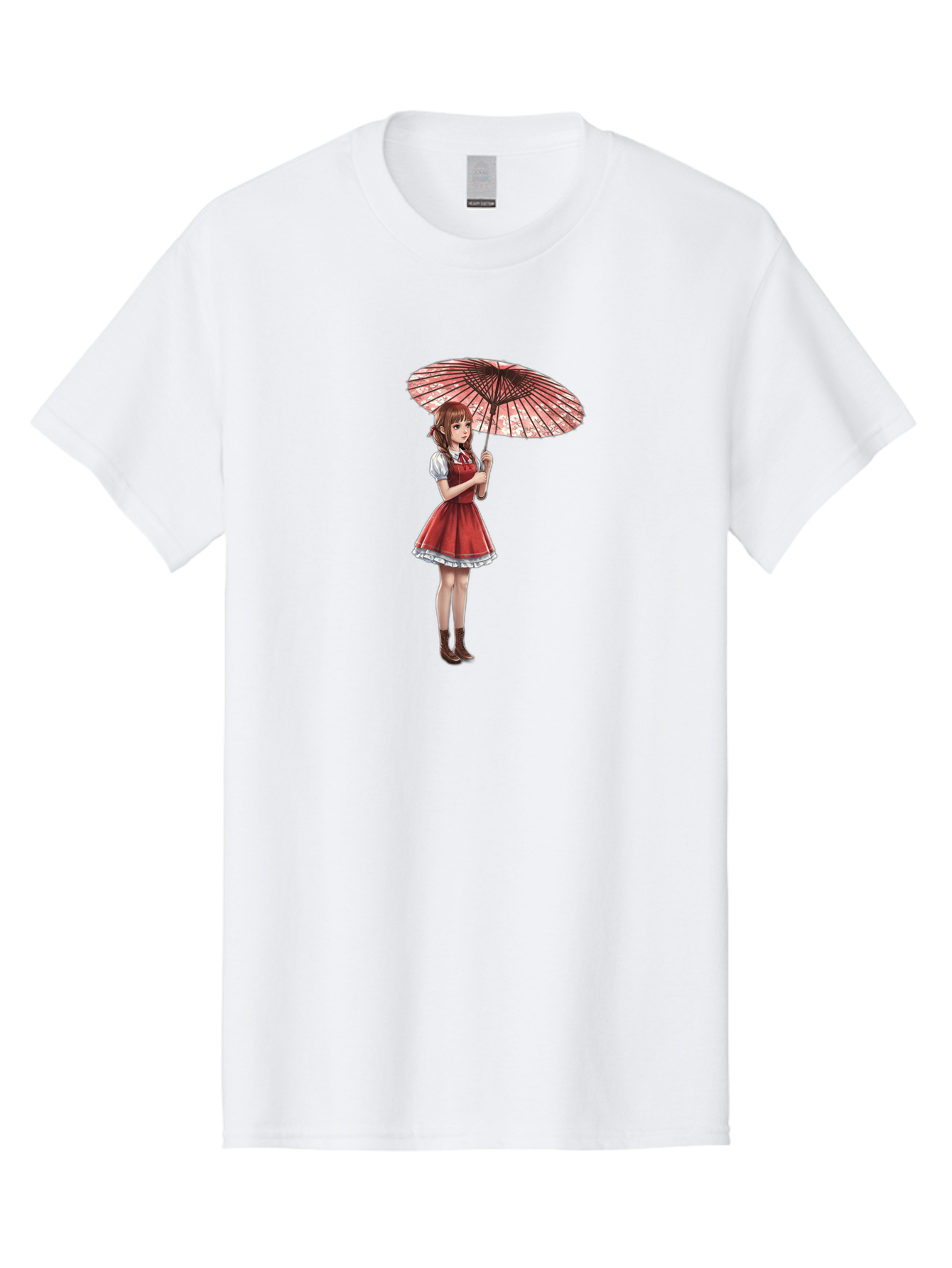 Illustration-Of-Girl-With-Parasol Men'S Graphic Tee, 100% Cotton, Comfortable Casual Summer Wear, Machine Washable, Vintage Camera, Old Camera, Antique Camera, Black Camera, Classic Photography, Photography Equipment, Nostalgic Device, Bai077