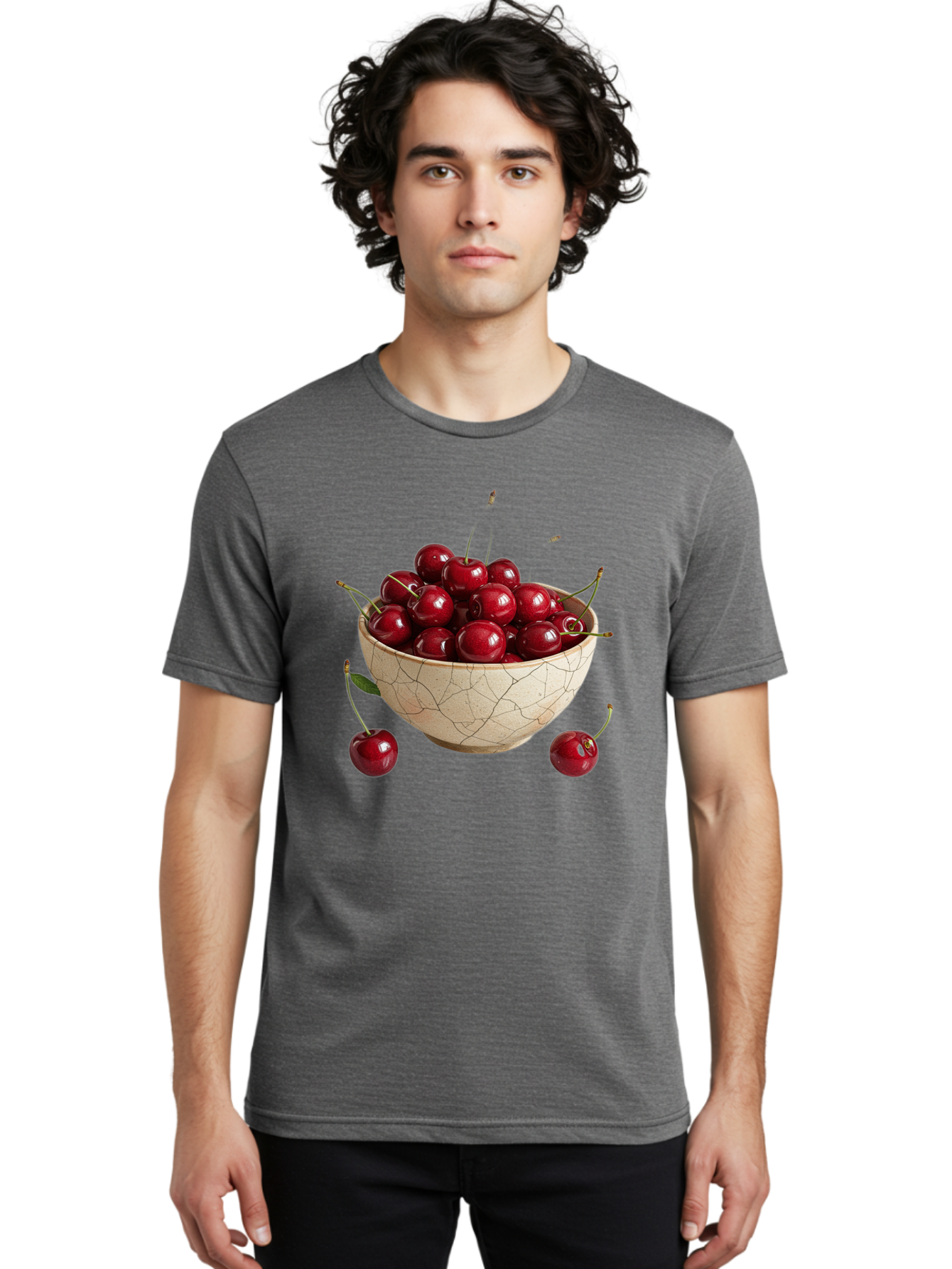 Kintsugi-Bowl-Of-Cherries Men'S Graphic Tee, 100% Cotton, Comfortable Casual Summer Wear, Machine Washable, Vintage Camera, Old Camera, Antique Camera, Black Camera, Classic Photography, Photography Equipment, Nostalgic Device, Film Camera, Bai081