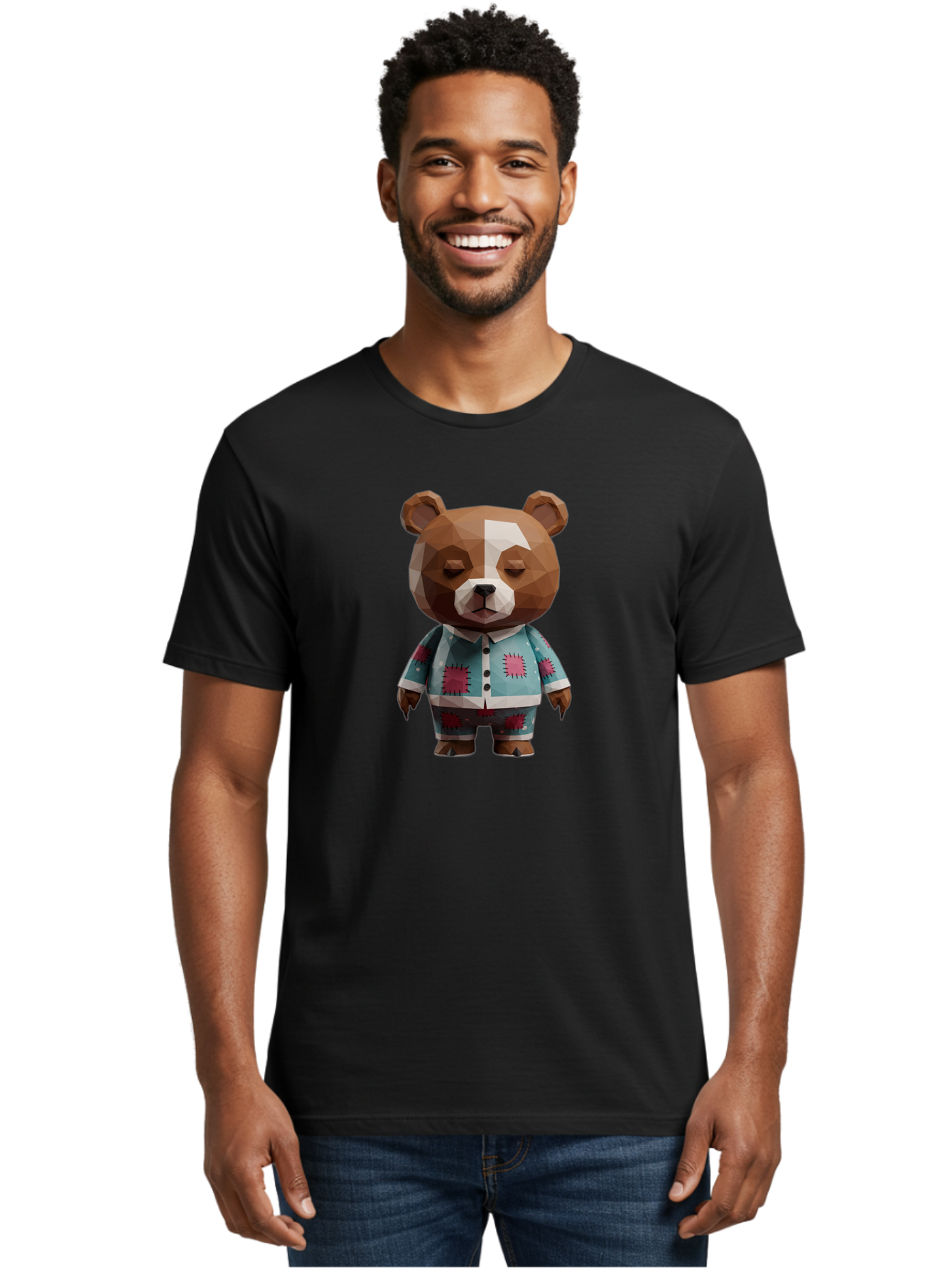 Low-Poly-Brown-Bear Men'S Graphic Tee, 100% Cotton, Comfortable Casual Summer Wear, Machine Washable, Vintage Camera, Old Camera, Antique Camera, Black Camera, Classic Photography, Photography Equipment, Nostalgic Device, Film Camera, Bai105