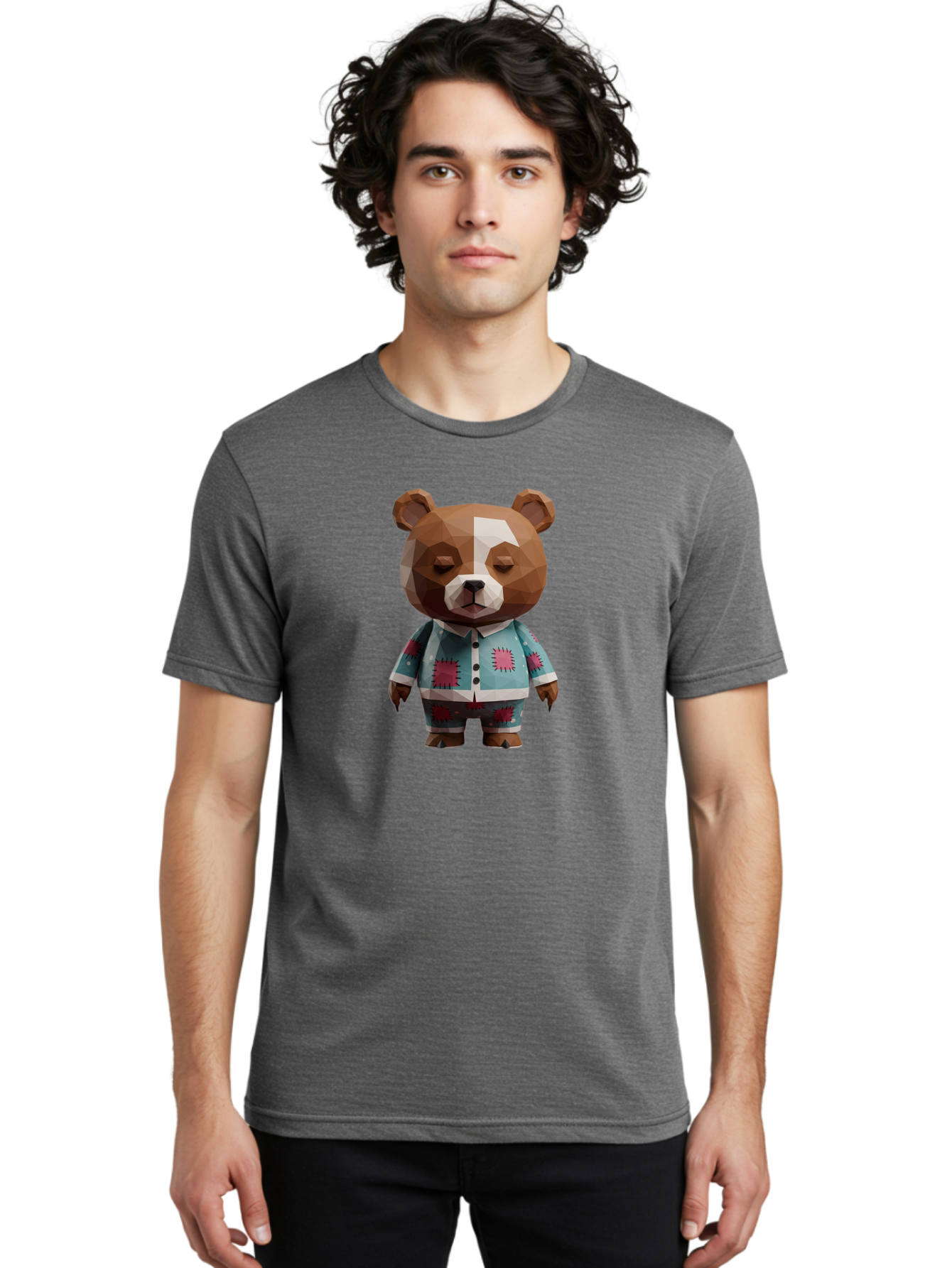 Low-Poly-Brown-Bear Men'S Graphic Tee, 100% Cotton, Comfortable Casual Summer Wear, Machine Washable, Vintage Camera, Old Camera, Antique Camera, Black Camera, Classic Photography, Photography Equipment, Nostalgic Device, Film Camera, Bai105