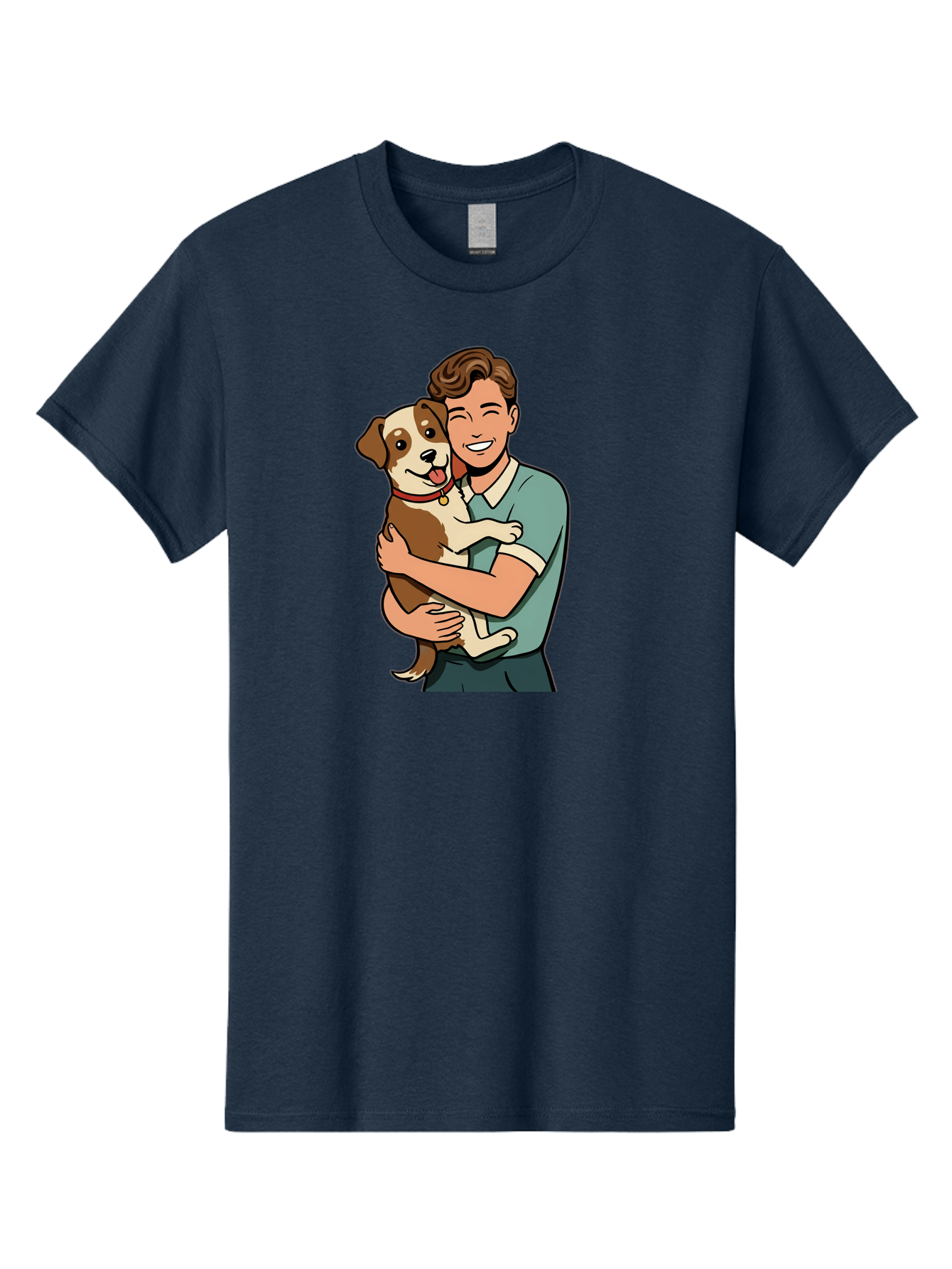 Man-Hugging-Dog-2 Men'S Graphic Tee, 100% Cotton, Comfortable Casual Summer Wear, Machine Washable, Vintage Camera, Old Camera, Antique Camera, Black Camera, Classic Photography, Photography Equipment, Nostalgic Device, Film Camera, Camera Art Bai113