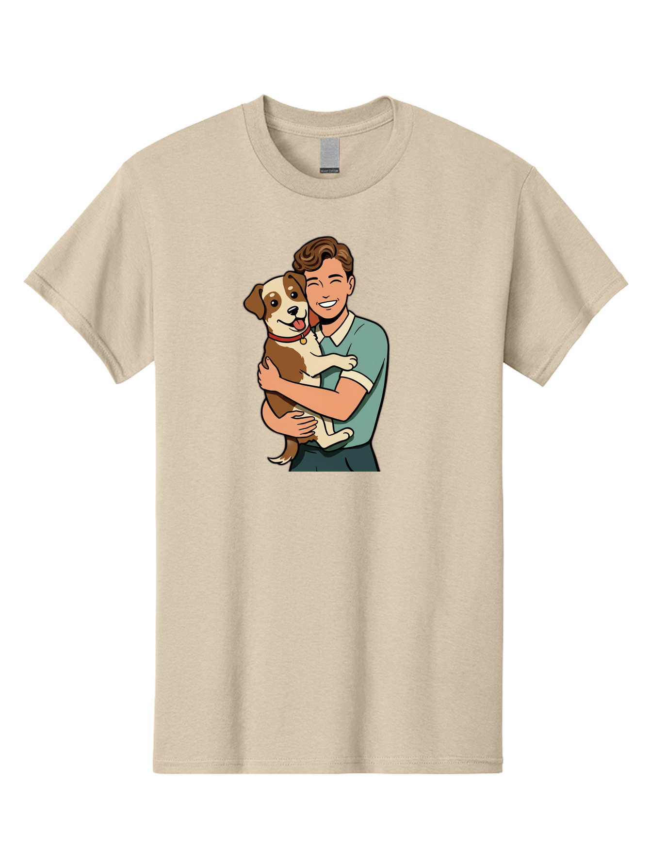 Man-Hugging-Dog-2 Men'S Graphic Tee, 100% Cotton, Comfortable Casual Summer Wear, Machine Washable, Vintage Camera, Old Camera, Antique Camera, Black Camera, Classic Photography, Photography Equipment, Nostalgic Device, Film Camera, Camera Art Bai113