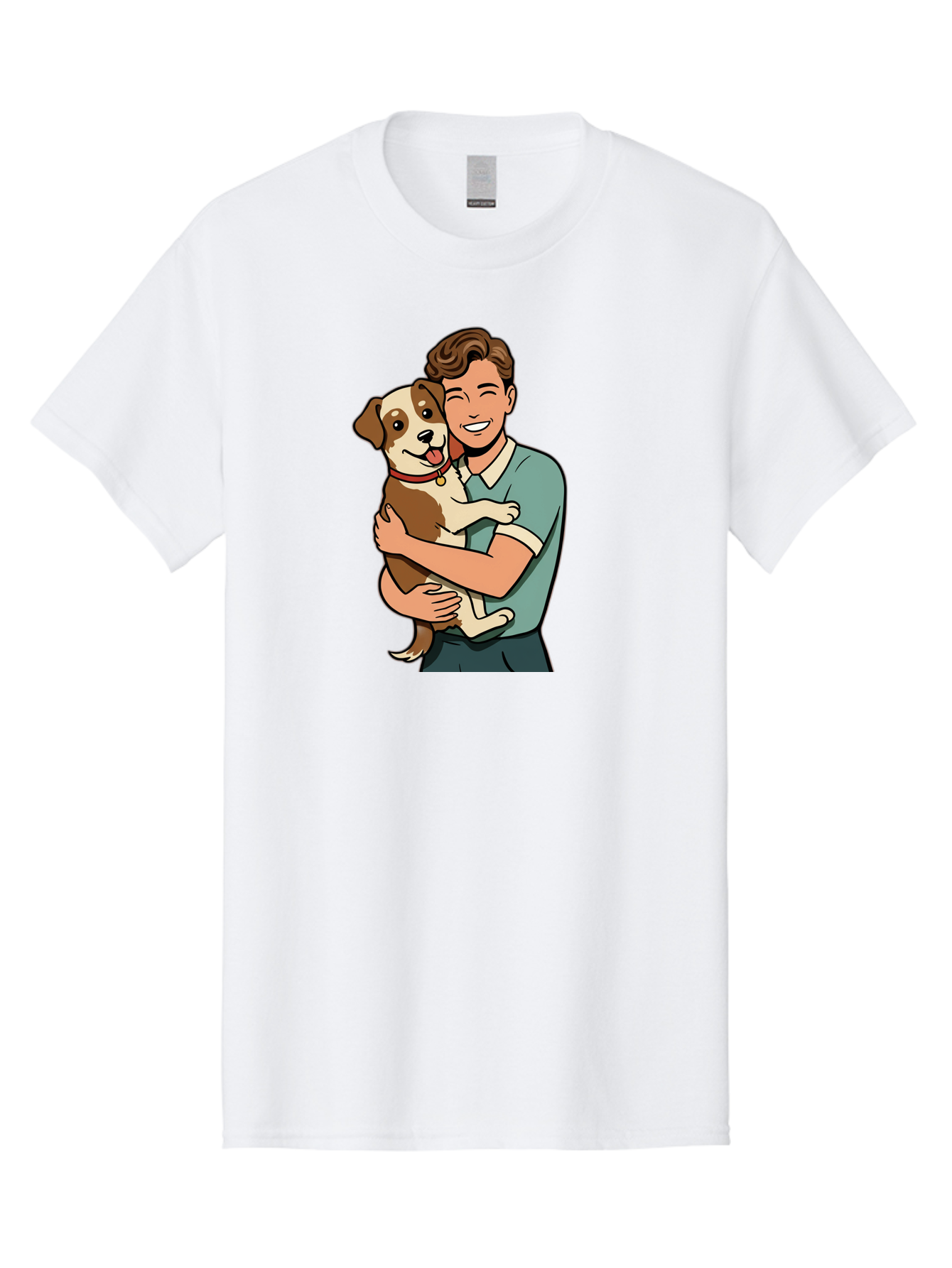Man-Hugging-Dog-2 Men'S Graphic Tee, 100% Cotton, Comfortable Casual Summer Wear, Machine Washable, Vintage Camera, Old Camera, Antique Camera, Black Camera, Classic Photography, Photography Equipment, Nostalgic Device, Film Camera, Camera Art Bai113