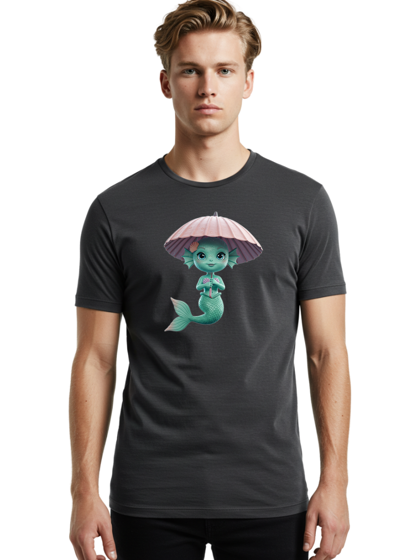 Mermaid-With-Parasol Men'S Graphic Tee, 100% Cotton, Comfortable Casual Summer Wear, Machine Washable, Vintage Camera, Old Camera, Antique Camera, Black Camera, Classic Photography, Photography Equipment, Nostalgic Device, Film Camera, Bai130