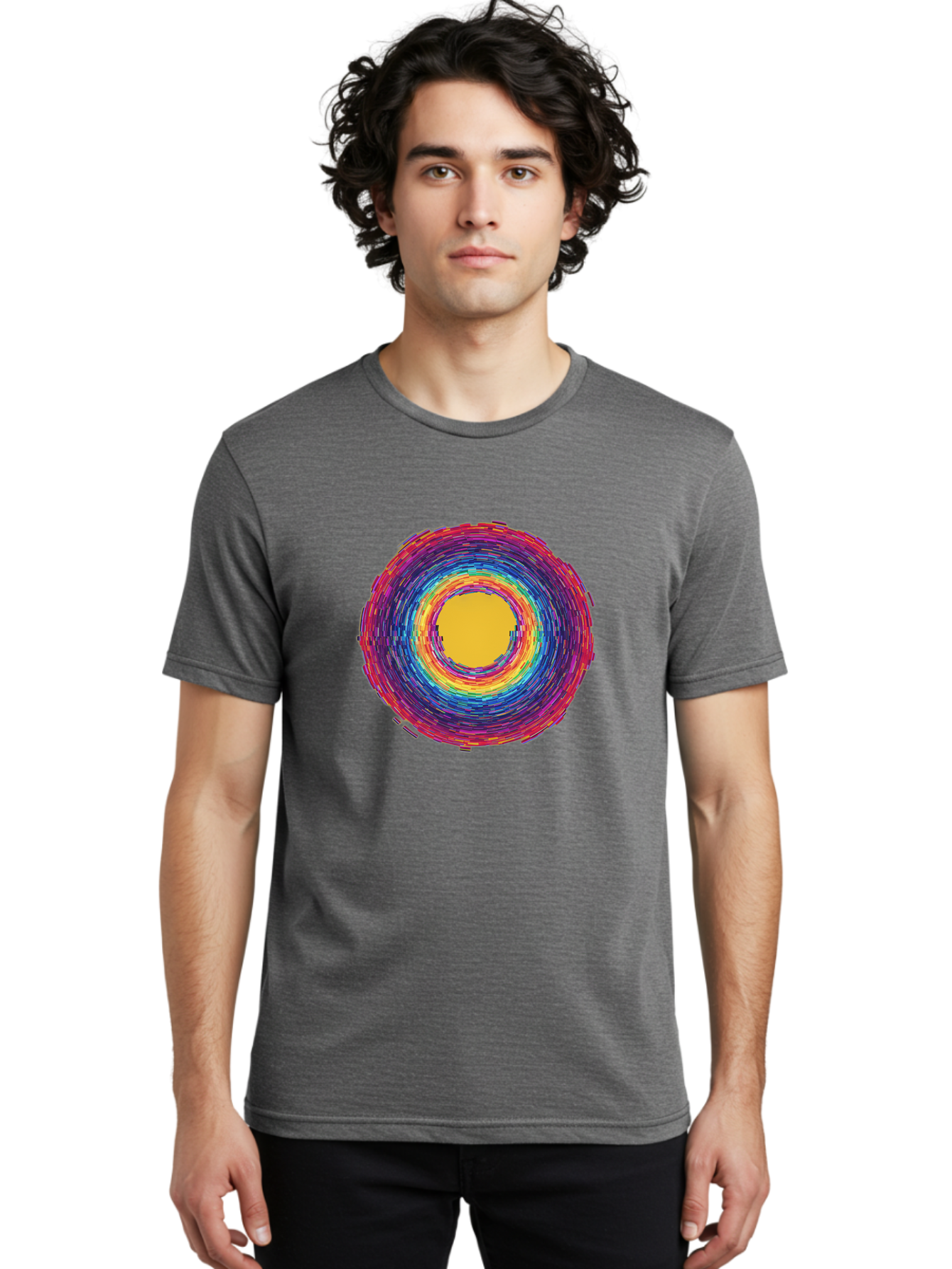 Multicolored-Circle Men'S Graphic Tee, 100% Cotton, Comfortable Casual Summer Wear, Machine Washable, Vintage Camera, Old Camera, Antique Camera, Black Camera, Classic Photography, Photography Equipment, Nostalgic Device, Film Camera, Bai171
