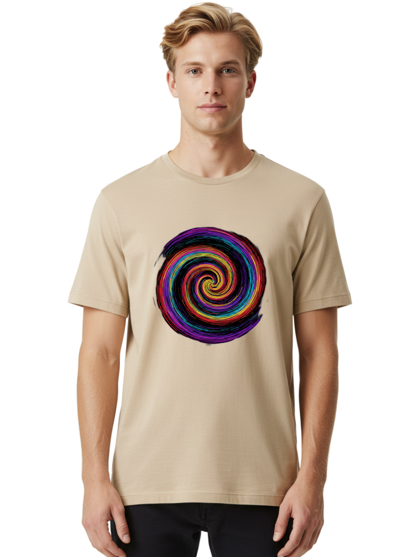 Multicolored-Spiral Men'S Graphic Tee, 100% Cotton, Comfortable Casual Summer Wear, Machine Washable, Vintage Camera, Old Camera, Antique Camera, Black Camera, Classic Photography, Photography Equipment, Nostalgic Device, Film Camera, Bai172