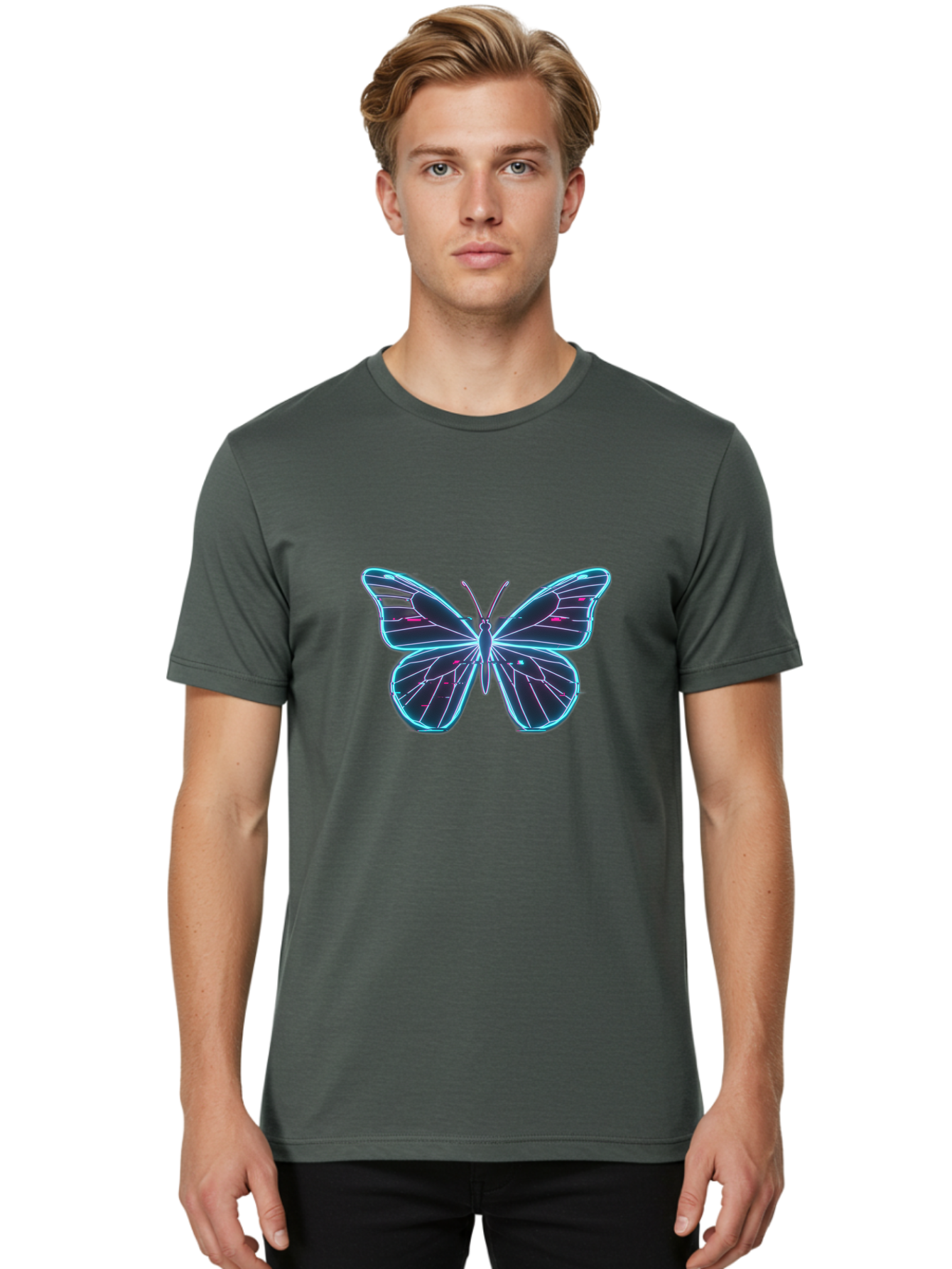 Neon-Butterfly Men'S Graphic Tee, 100% Cotton, Comfortable Casual Summer Wear, Machine Washable, Vintage Camera, Old Camera, Antique Camera, Black Camera, Classic Photography, Photography Equipment, Nostalgic Device, Film Camera, Camera Art Bai176