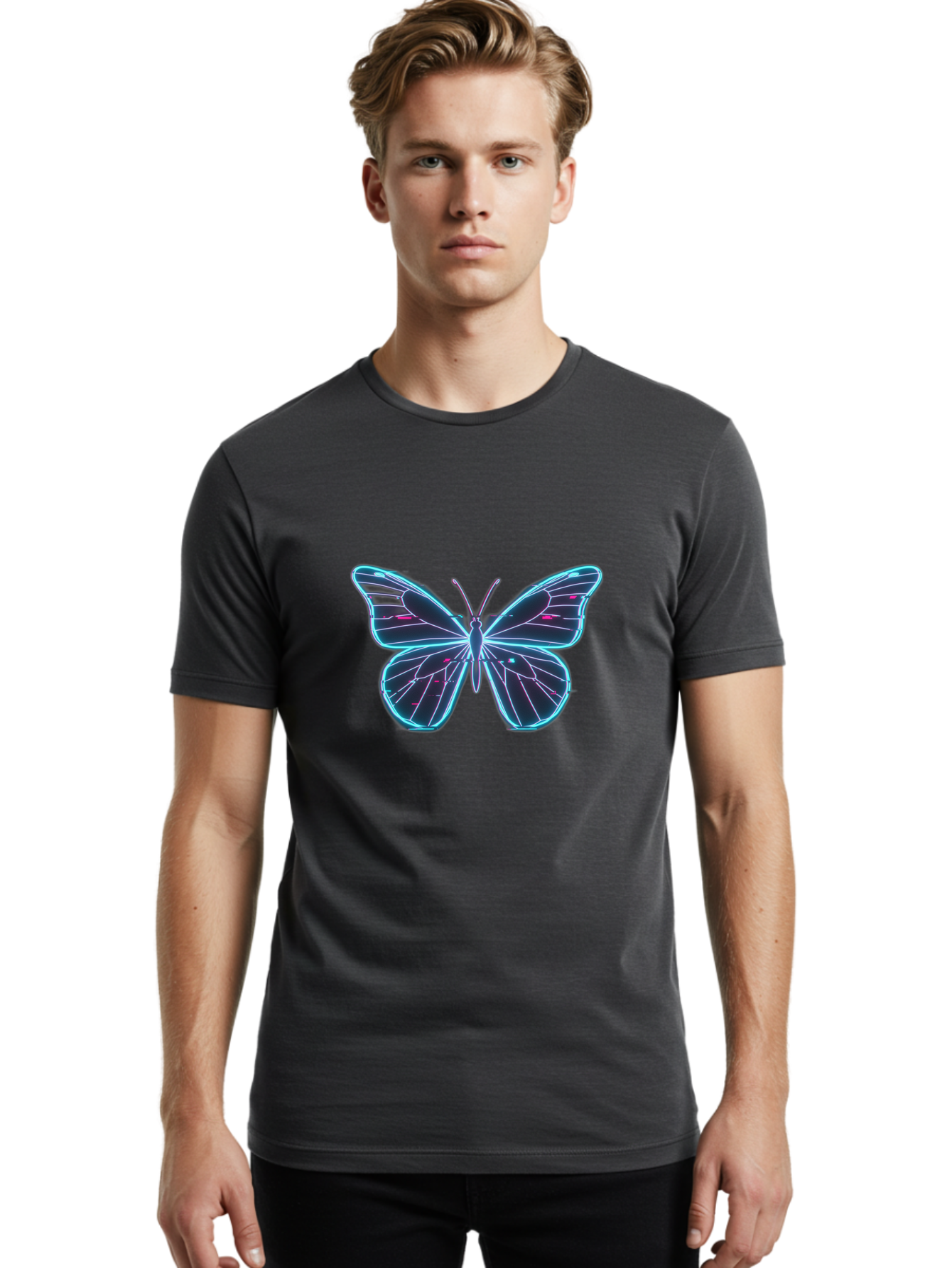 Neon-Butterfly Men'S Graphic Tee, 100% Cotton, Comfortable Casual Summer Wear, Machine Washable, Vintage Camera, Old Camera, Antique Camera, Black Camera, Classic Photography, Photography Equipment, Nostalgic Device, Film Camera, Camera Art Bai176