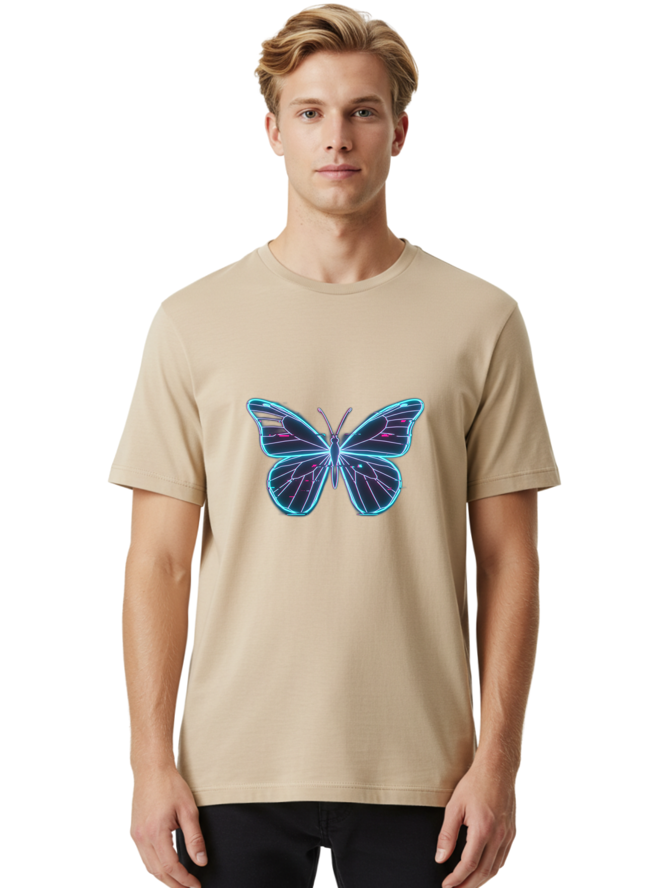 Neon-Butterfly Men'S Graphic Tee, 100% Cotton, Comfortable Casual Summer Wear, Machine Washable, Vintage Camera, Old Camera, Antique Camera, Black Camera, Classic Photography, Photography Equipment, Nostalgic Device, Film Camera, Camera Art Bai176