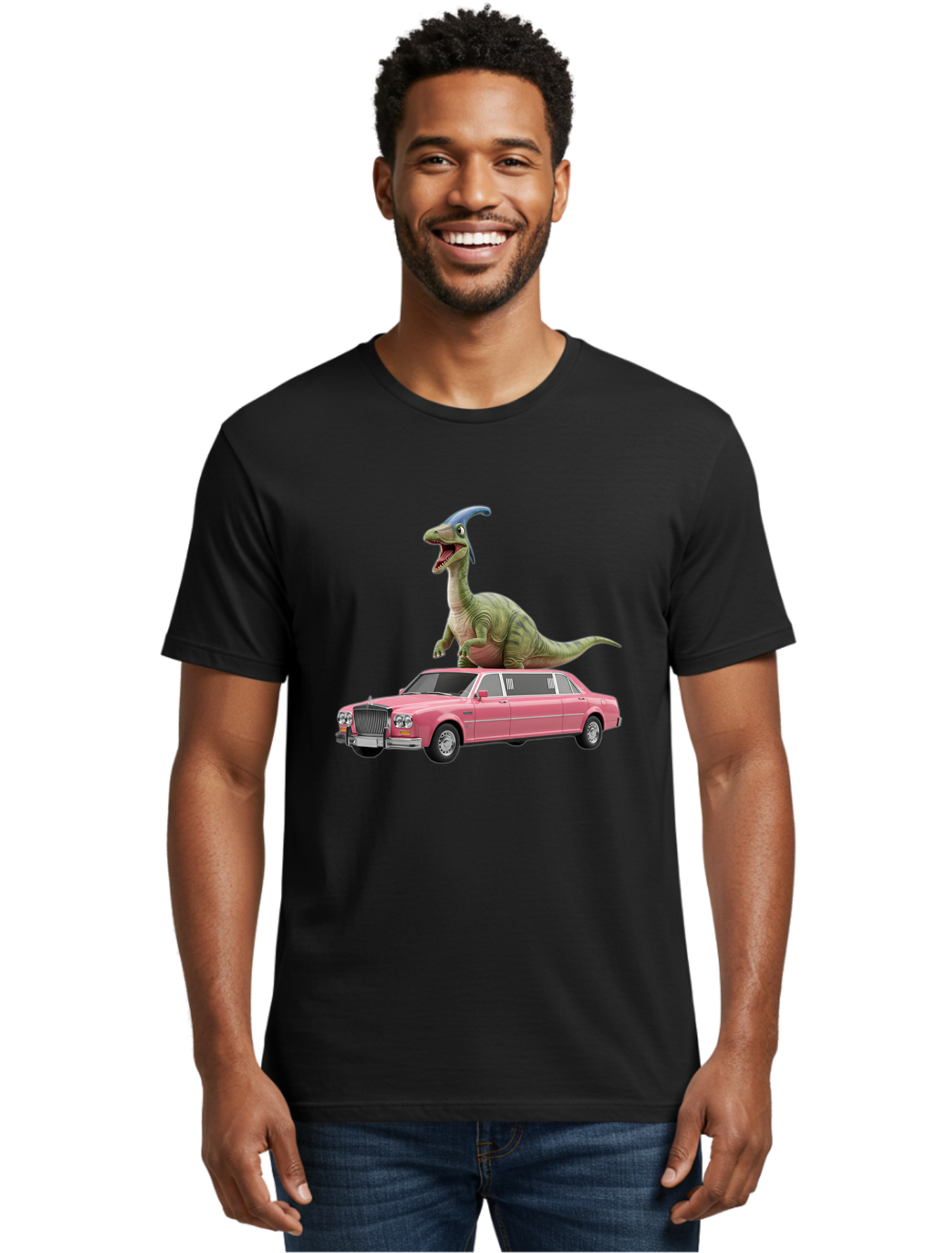 Parasaurolophus-On-Pink-Limousine Men'S Graphic Tee, 100% Cotton, Comfortable Casual Summer Wear, Machine Washable, Vintage Camera, Old Camera, Antique Camera, Black Camera, Classic Photography, Photography Equipment, Nostalgic Device, Bai207